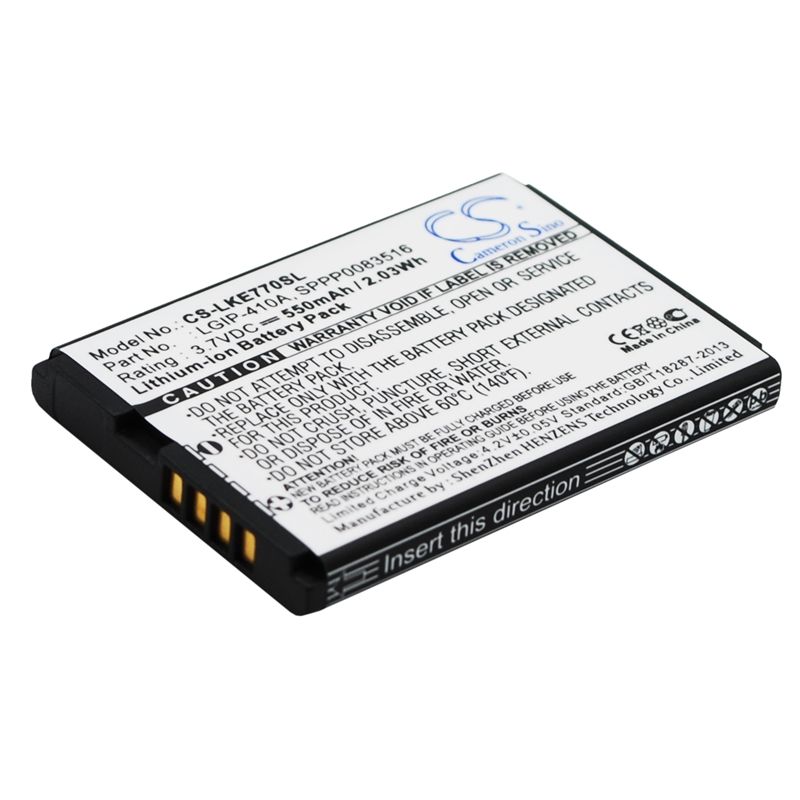 Li-ion Battery fits Lg, 278a, ke770, kf500 3.7V, 550mAh Mobile & SmartPhone Cameron Sino Technology Limited