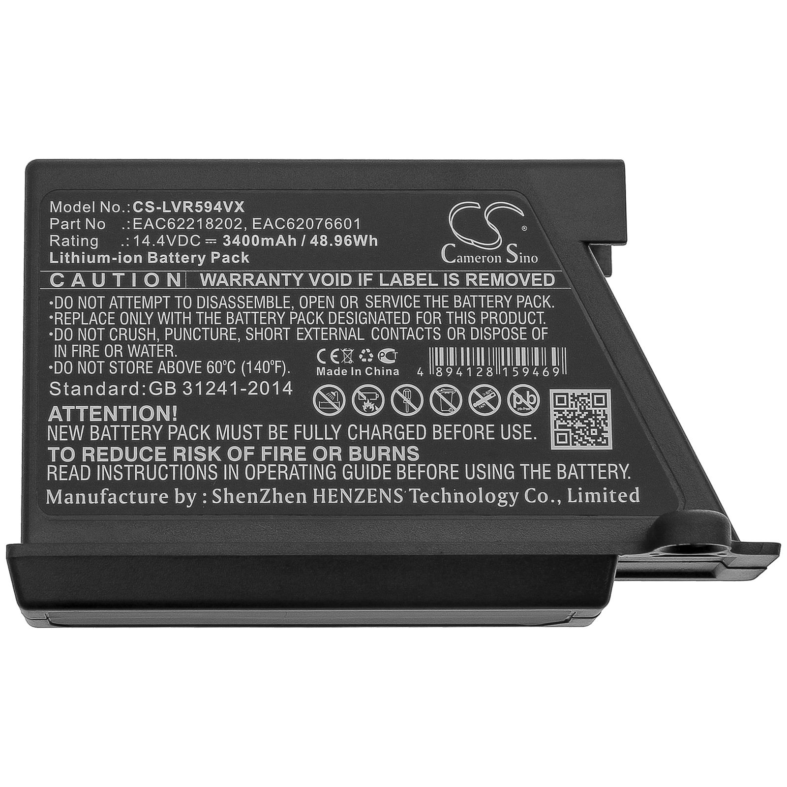 Li-ion Battery fits Lg, B056r028-9010, Eac60766101, Eac60766102, Eac60766103, Eac60766104, Eac60766105, Eac60766106, Eac60766107 Vacuum Cameron Sino Technology Limited