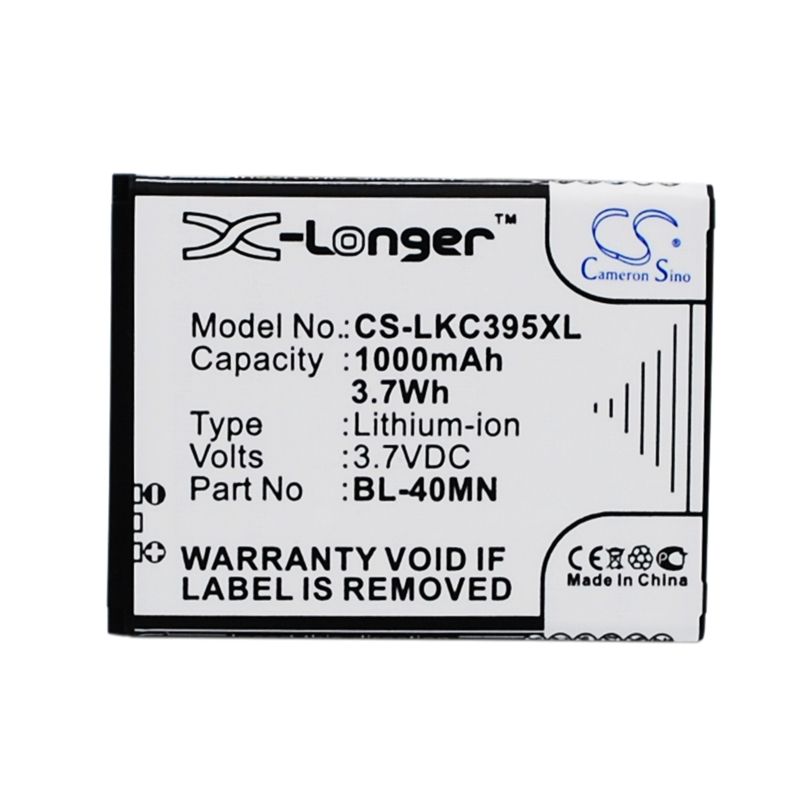 Li-ion Battery fits Lg, c395, c395c, xpression c395 3.7V, 1000mAh Mobile & SmartPhone Cameron Sino Technology Limited