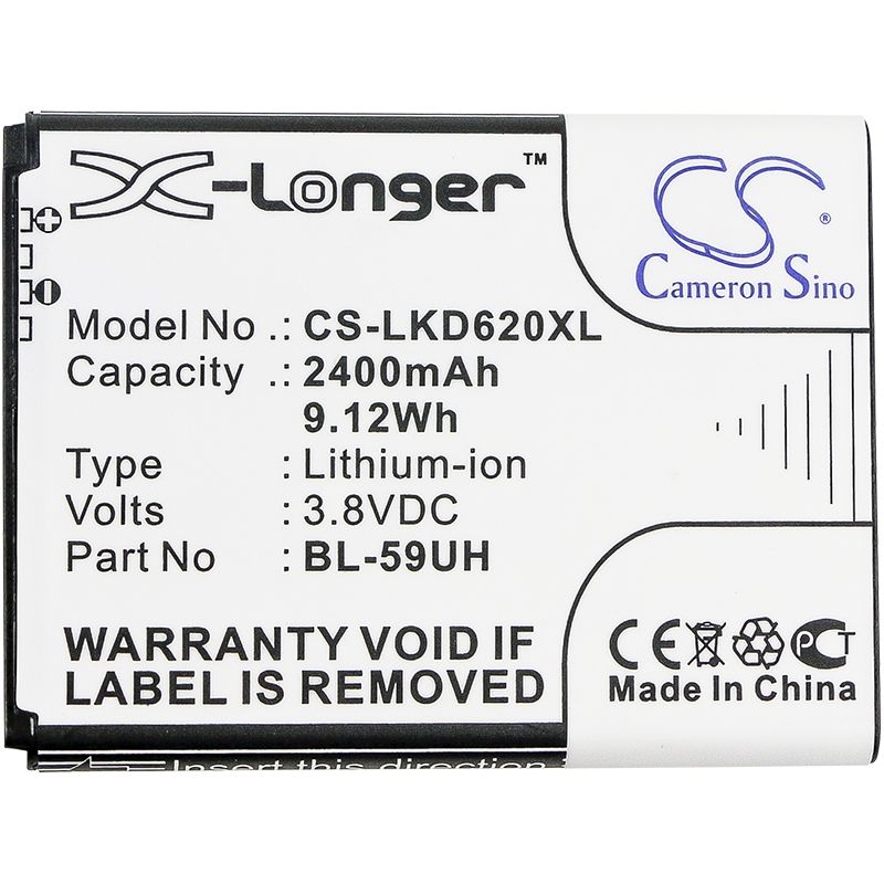 Li-ion Battery fits Lg, d315, d320, d620 3.8V, 2400mAh Mobile & SmartPhone Cameron Sino Technology Limited