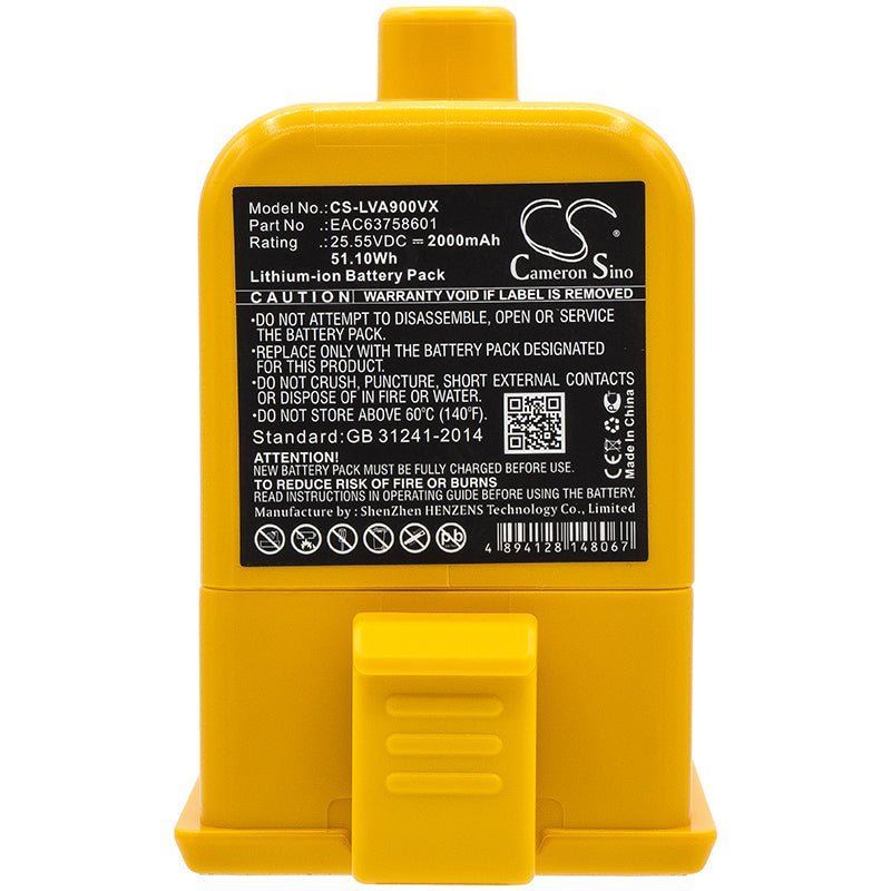 Li-ion Battery fits Lg, Eac63382201, Eac63382202, Eac63758601, Mev65921201 25.55V, 2000mAh Vacuum Cameron Sino Technology Limited