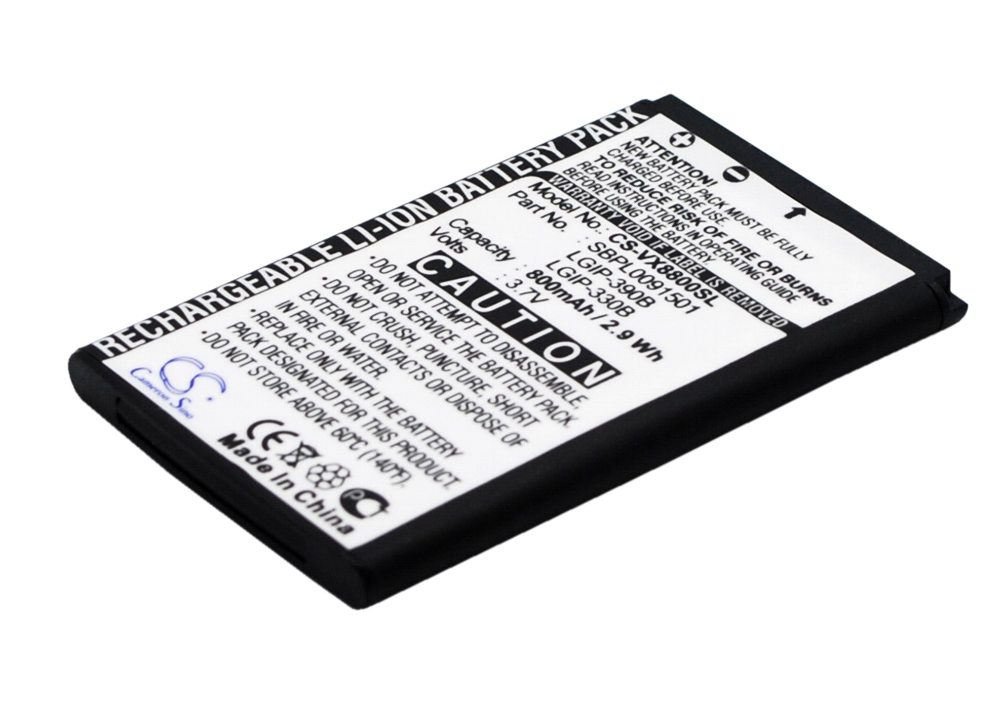 Li-ion Battery fits Lg, Vx8800, Vx8800 Venus 3.7V, 800mAh Communications Cameron Sino Technology Limited (Suspended)