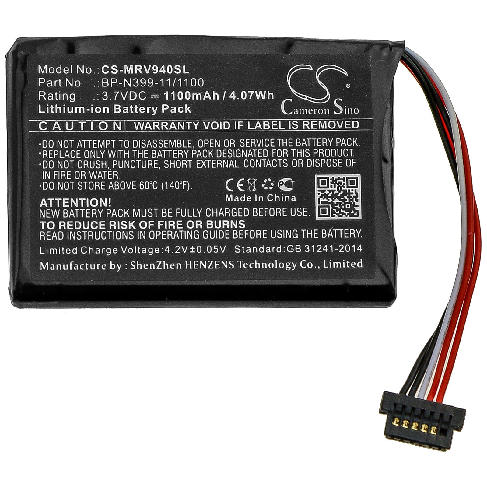 Li-ion Battery fits Magellan, Roadmate Rv 9490t-lmb 3.7V, 1100mAh GPS & Navigator Cameron Sino Technology Limited