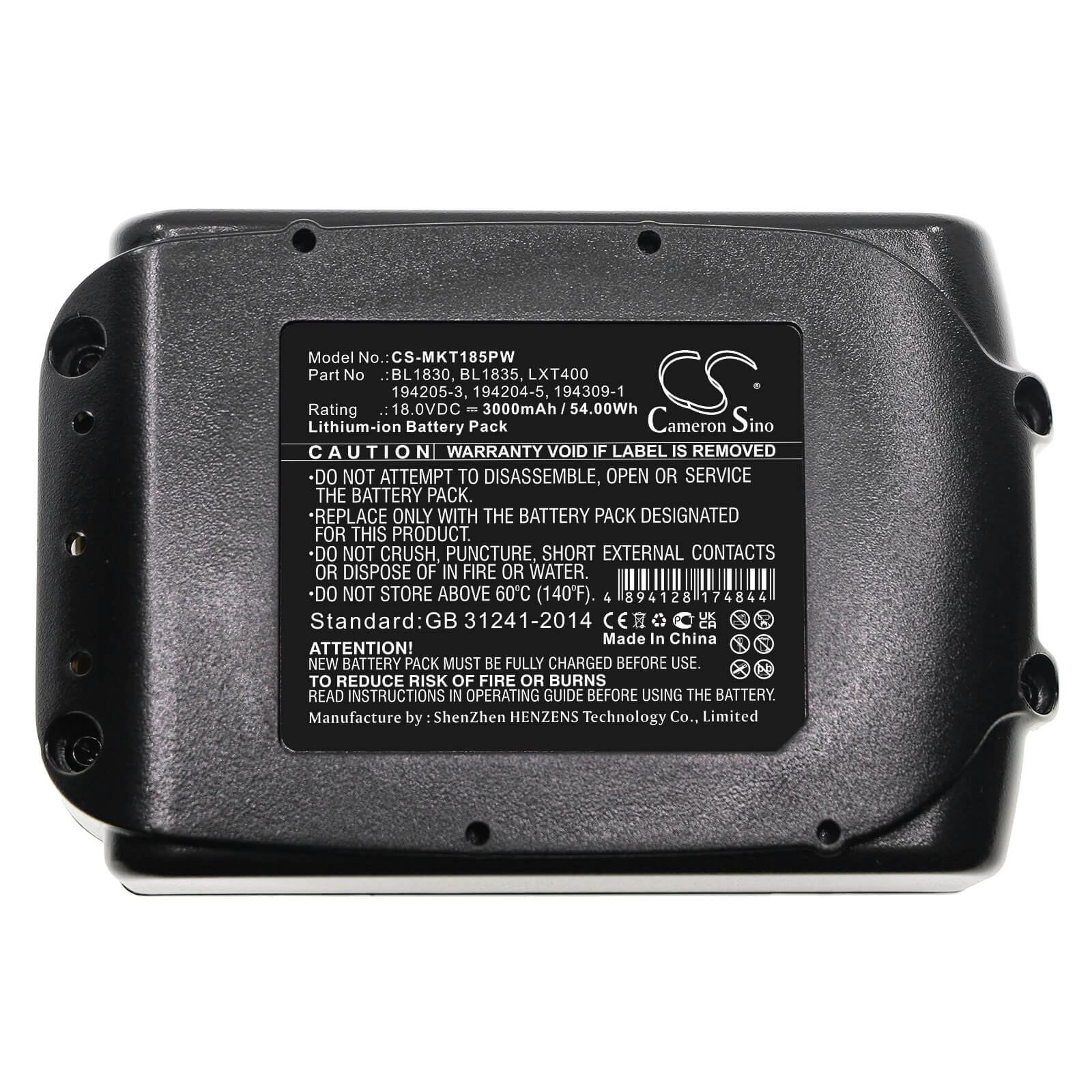Li-ion Battery fits Makita, Bbo140, Bbo180 18.0V, 3000mAh / 54.00Wh Power Tools Cameron Sino Technology Limited
