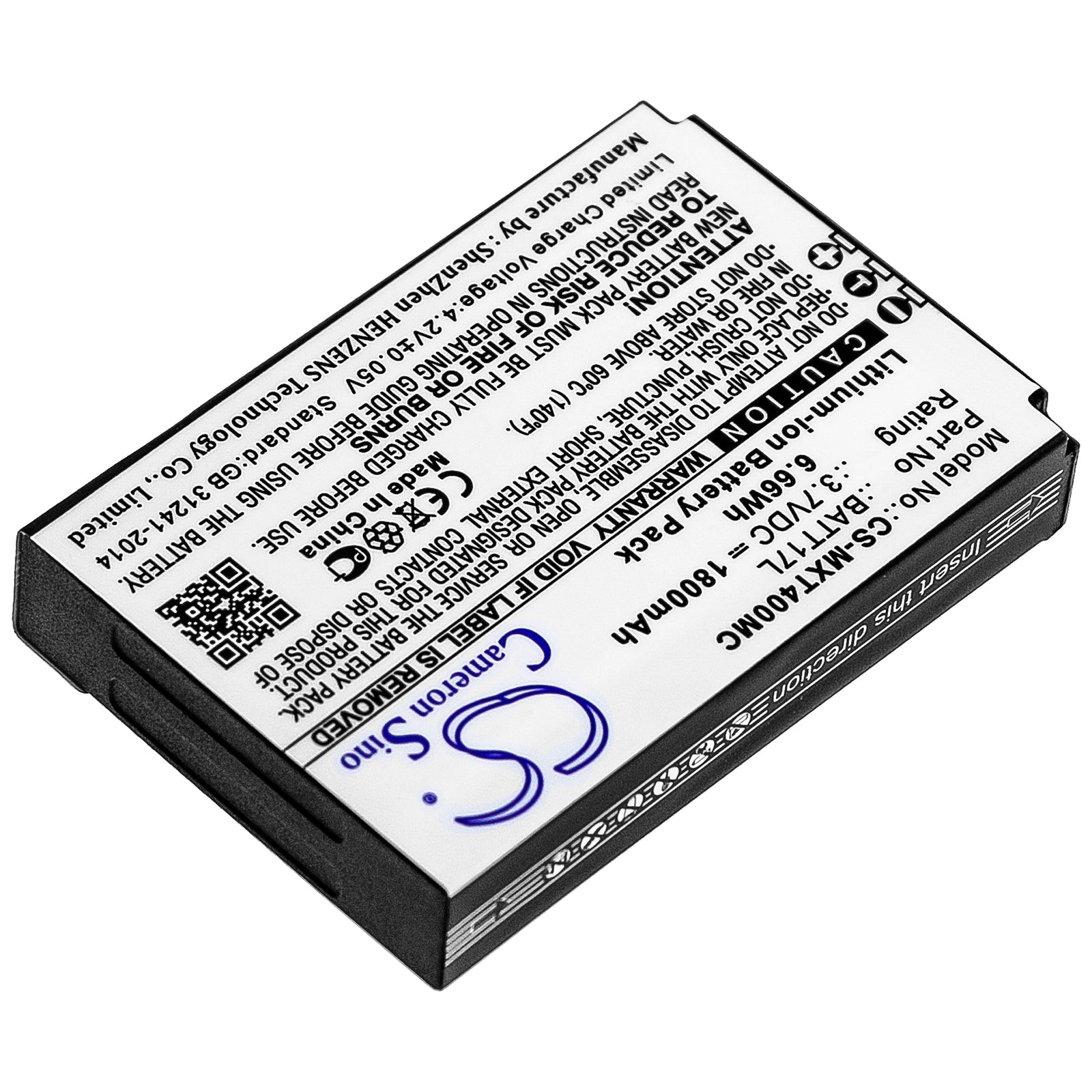 Li-ion Battery fits Midland, Xtc400, Xtc450 3.7V, 1800mAh Camera Cameron Sino Technology Limited