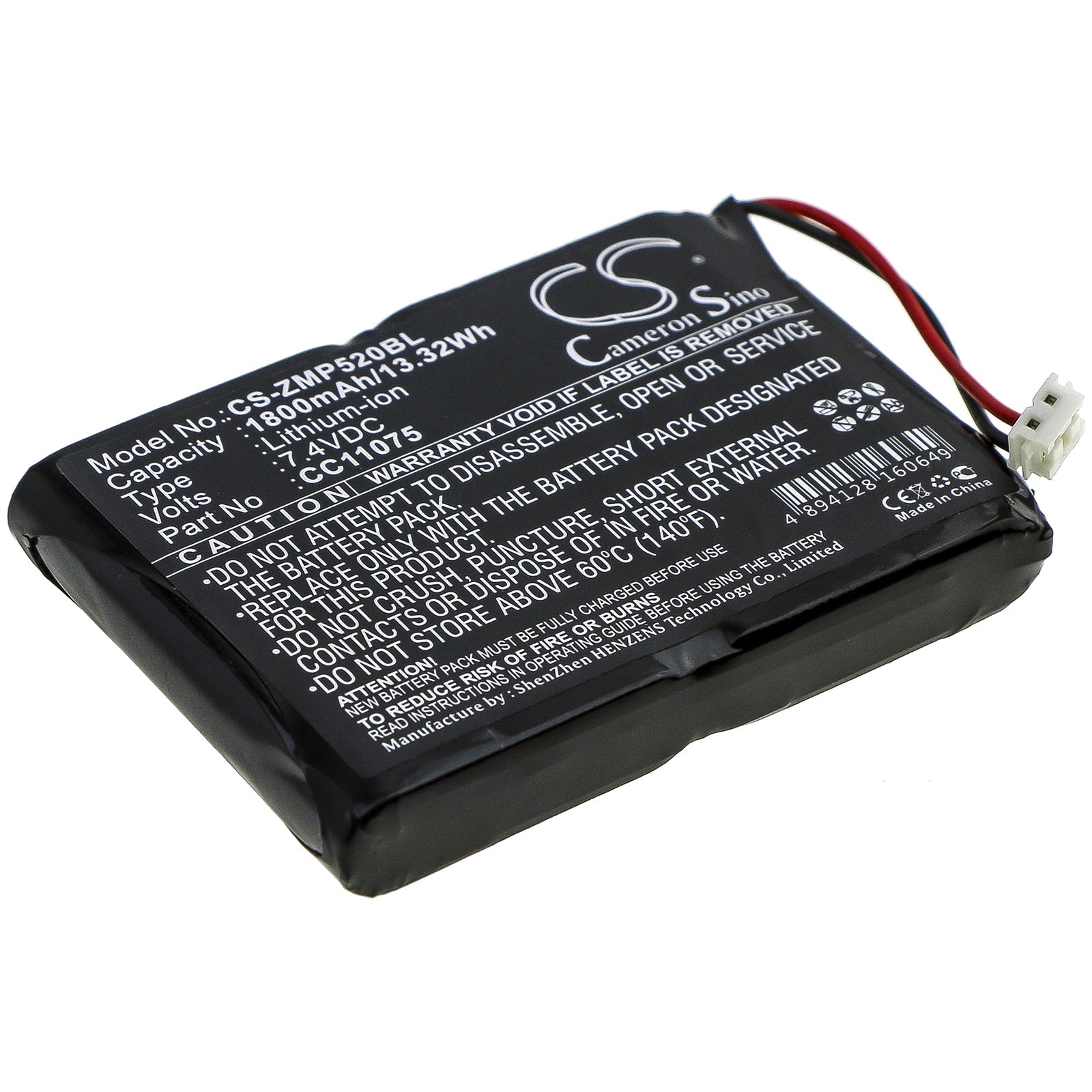 Li-ion Battery fits Monarch, Cc11075, Zebra, Cc11075 7.4V, 1800mAh Portable Printer Cameron Sino Technology Limited