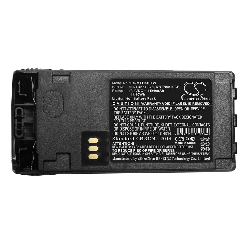 Li-ion Battery fits Motorola, Gp329 Ex, Gp340 Ex 7.4V, 1500mAh Two-Way Radio Cameron Sino Technology Limited