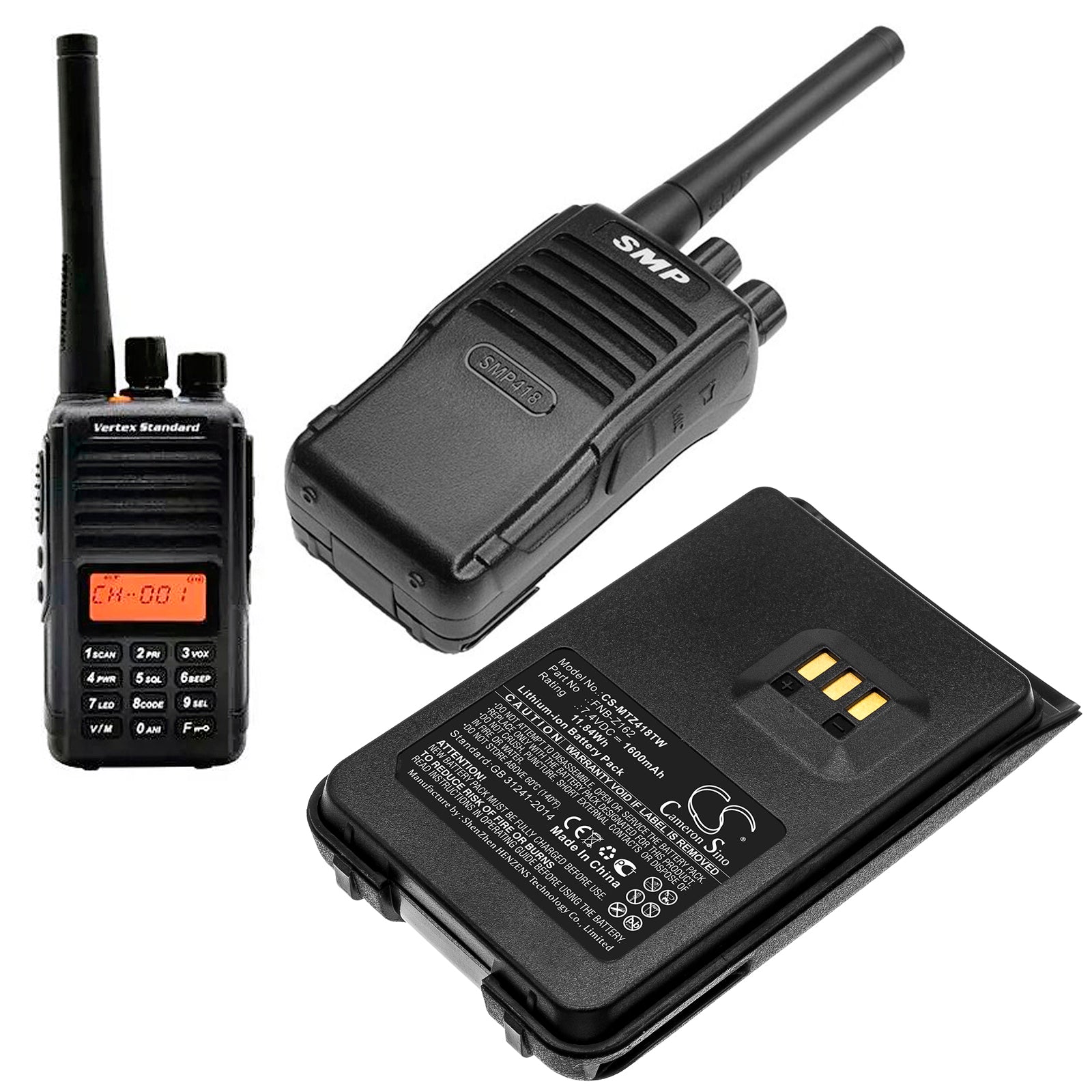 Li-ion Battery fits Motorola, Magone V418d, Magone V468 7.4V, 1600mAh Two-Way Radio Cameron Sino Technology Limited