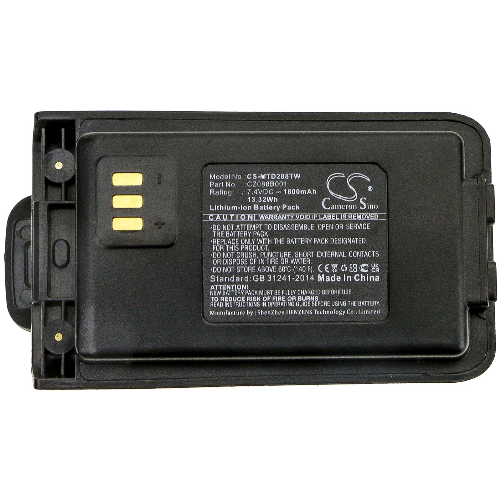 Li-ion Battery fits Motorola, Vz-20, Vz-28 7.4V, 1800mAh Two-Way Radio Cameron Sino Technology Limited