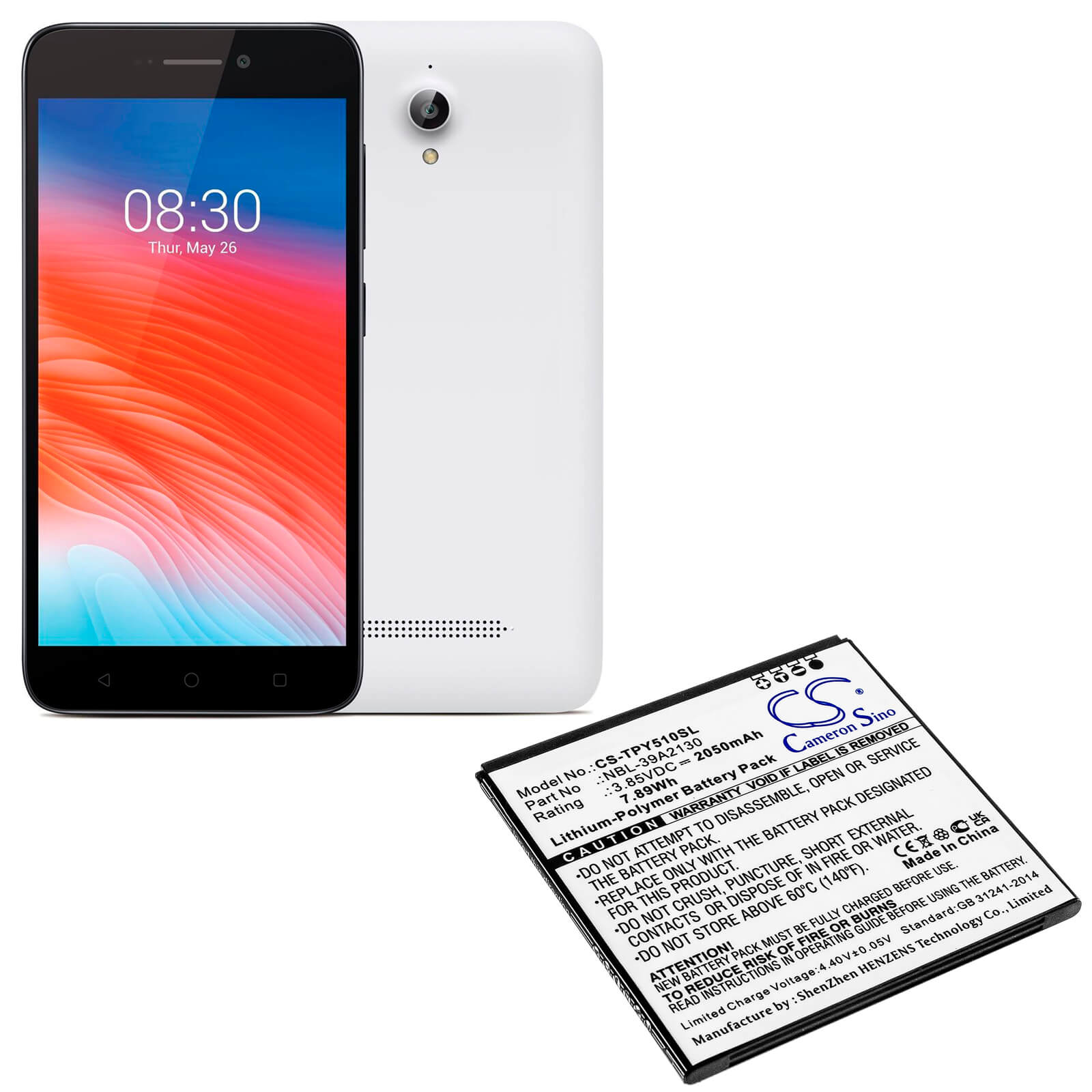 Li-ion Battery fits Neffos, Tp802a-3, Y5 3.85V, 2050mAh Mobile & SmartPhone Cameron Sino Technology Limited