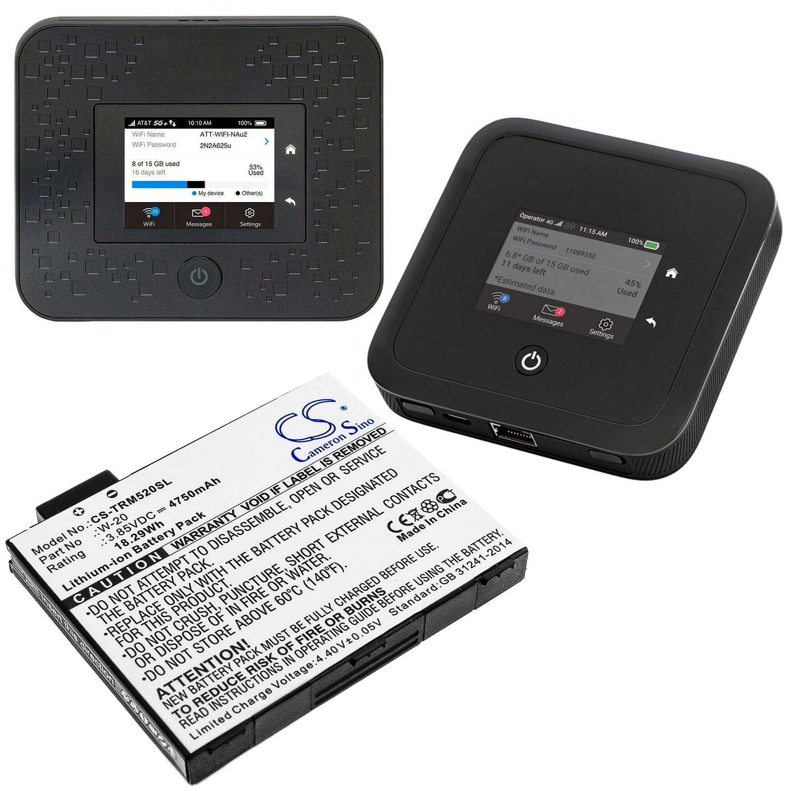 Li-ion Battery fits Netgear, Mr5000, Mr5100, Mr5200 3.85V, 4750mAh Hotspot Cameron Sino Technology Limited