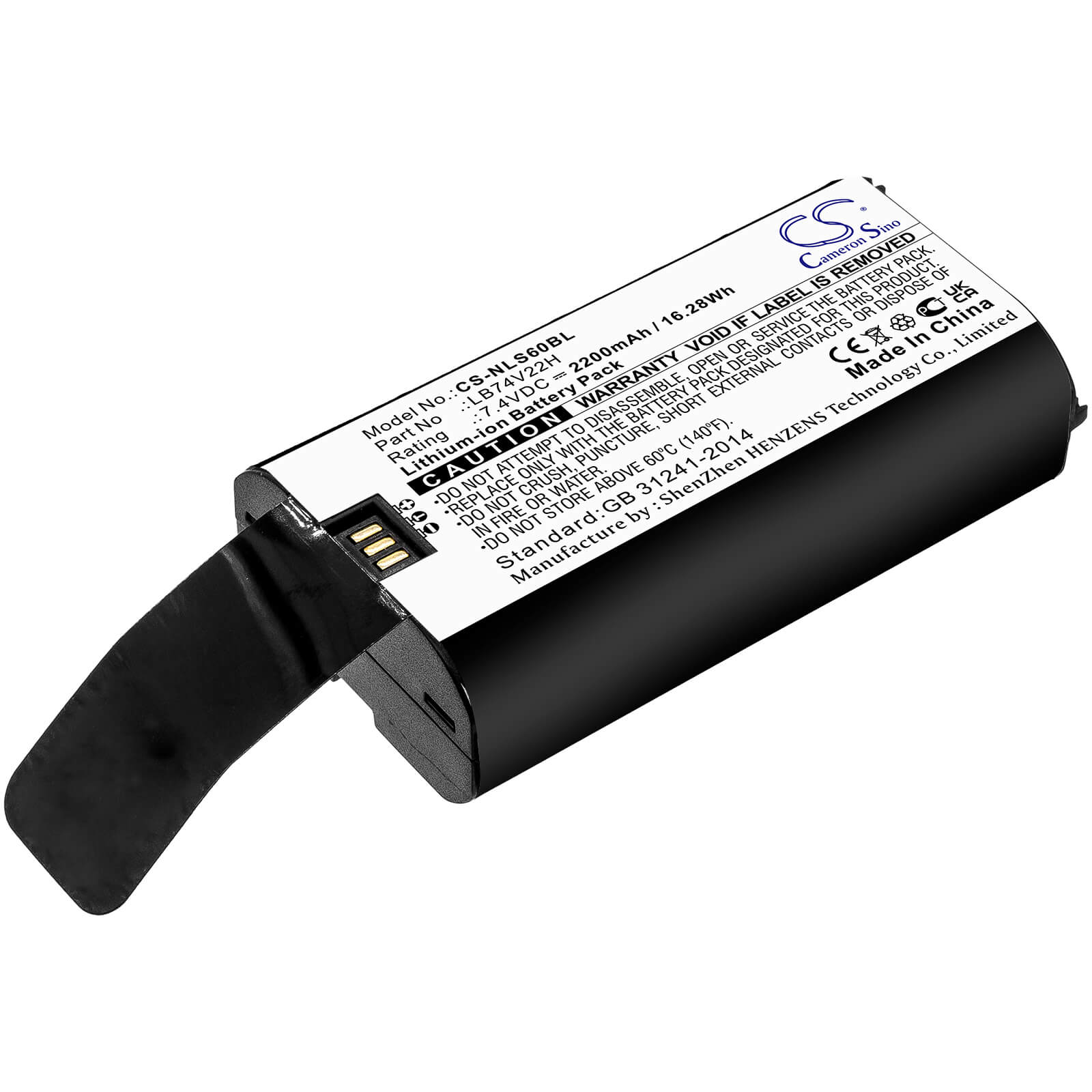 Li-ion Battery fits Newland, Sp60, Spg7 7.4V, 2200mAh / 16.28Wh Payment Terminal Cameron Sino Technology Limited
