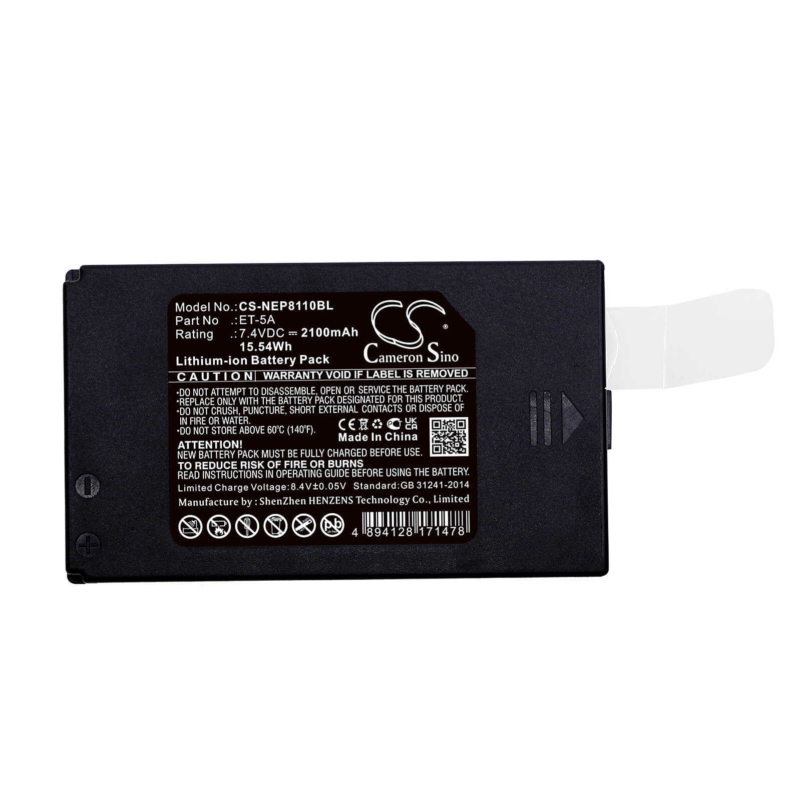 Li-ion Battery fits Newpos, New 8110, New8110 7.4V, 2100mAh / 15.54Wh Payment Terminal Cameron Sino Technology Limited