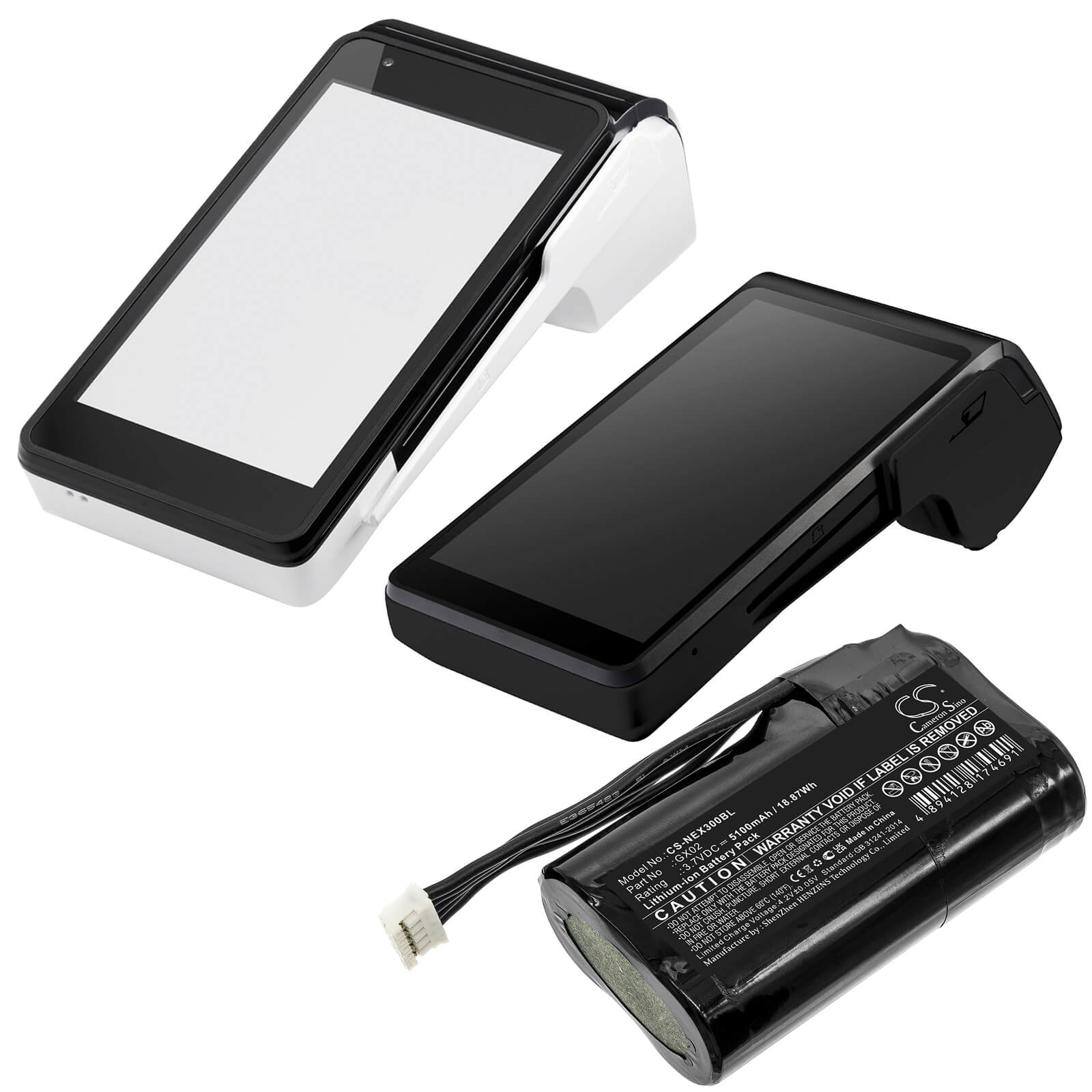 Li-ion Battery fits Nexgo, N3, N5 3.7V, 5100mAh / 18.87Wh Payment Terminal Cameron Sino Technology Limited