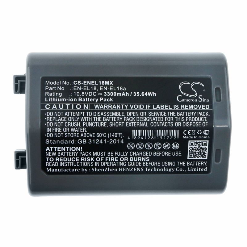 Li-ion Battery fits Nikon, D4 Dslr, D4s 10.8V, 3300mAh Camera Cameron Sino Technology Limited