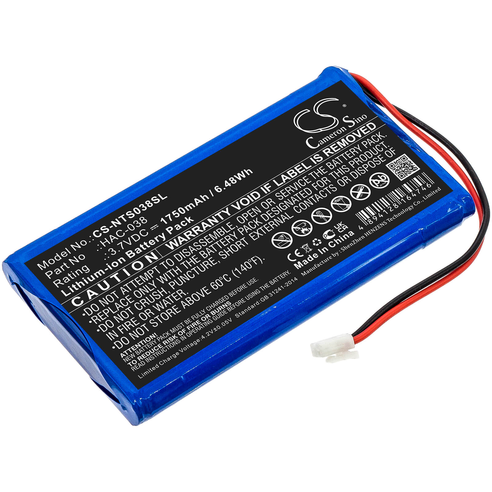 Li-ion Battery fits Nintendo, Home Circuit, Mario Kart Live 3.7V, 1750mAh Game Console Cameron Sino Technology Limited