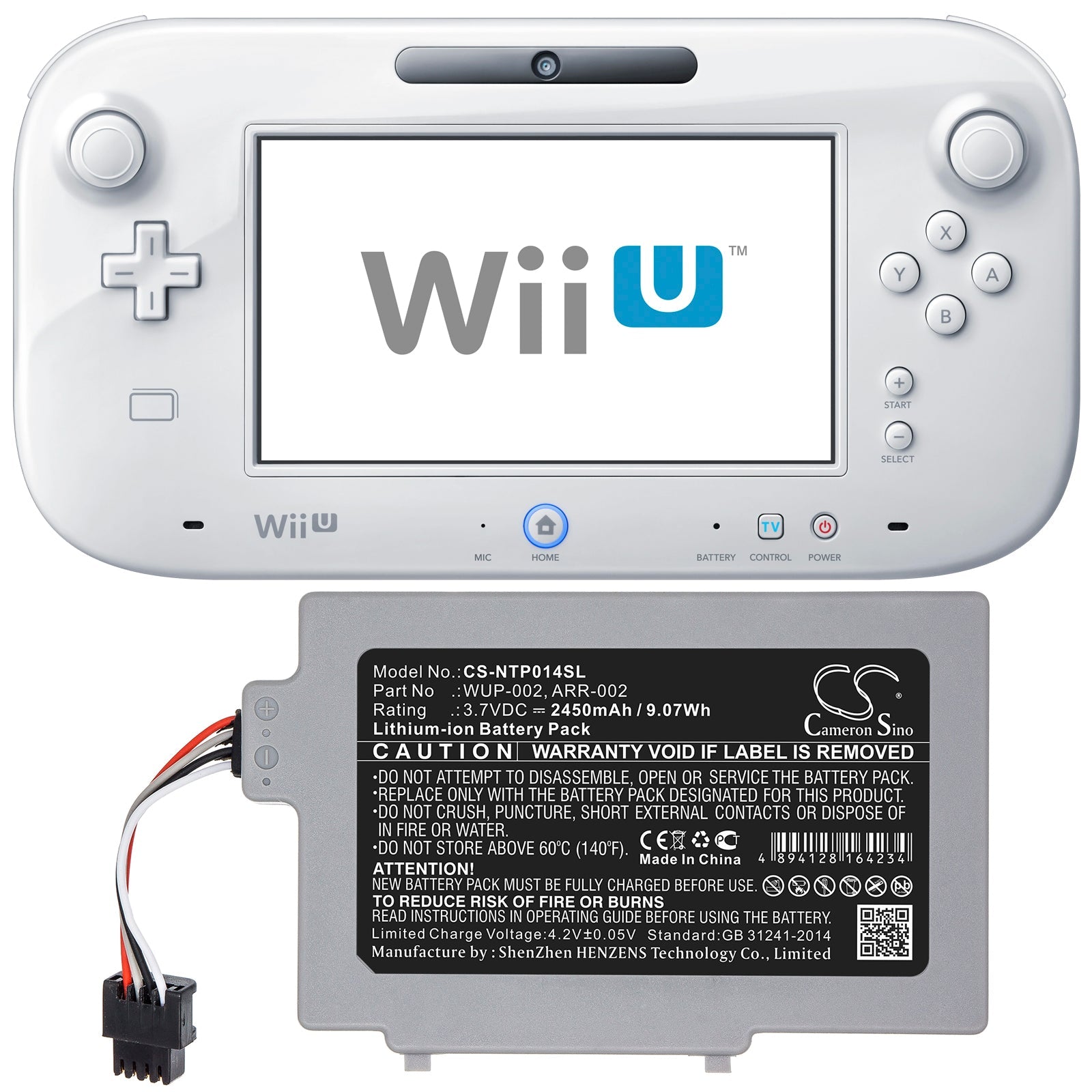 Li-ion Battery fits Nintendo, Wii U 8g, Wii U 8g Gamepad 3.7V, 2800mAh Game Console Cameron Sino Technology Limited
