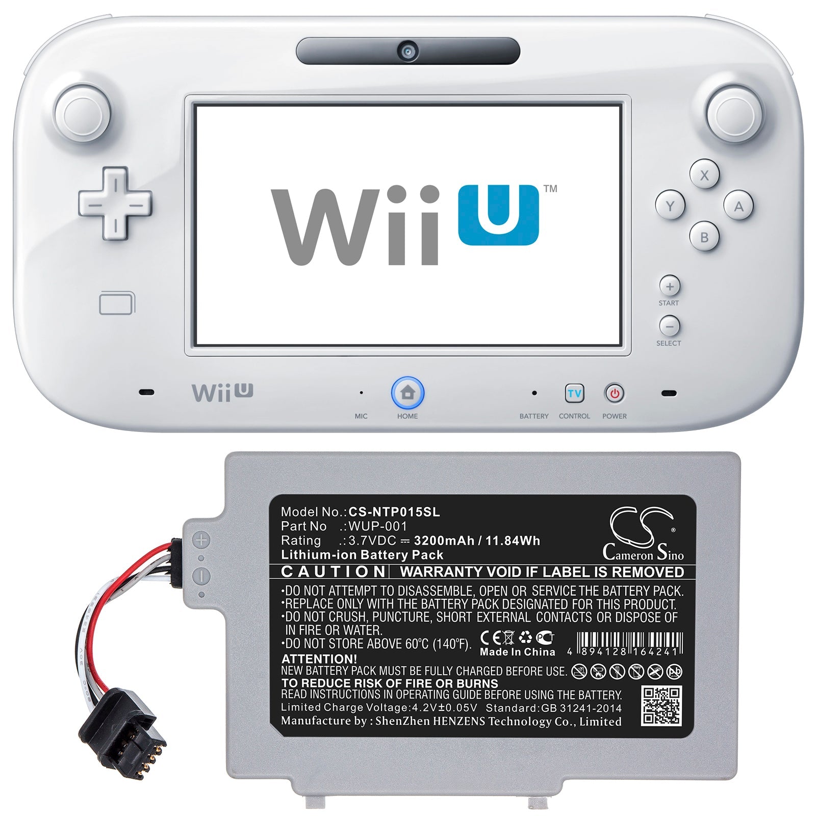 Li-ion Battery fits Nintendo, Wii U Gamepad Wup-001 3.7V, 3600mAh Game Console Cameron Sino Technology Limited