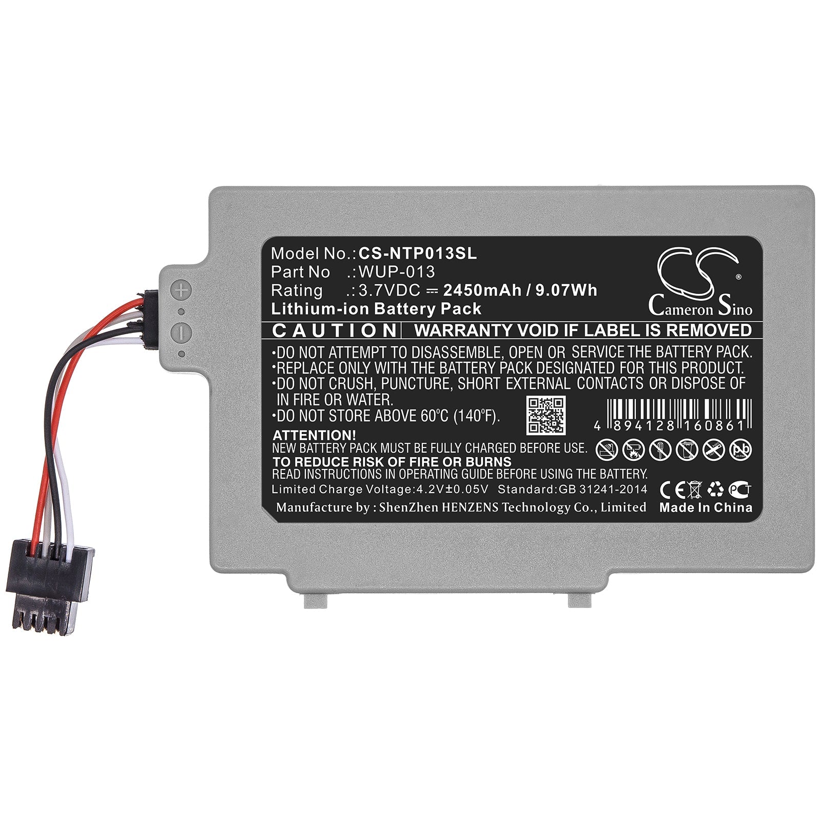 Li-ion Battery fits Nintendo, Wup-013 3.7V, 2450mAh Game Console Cameron Sino Technology Limited
