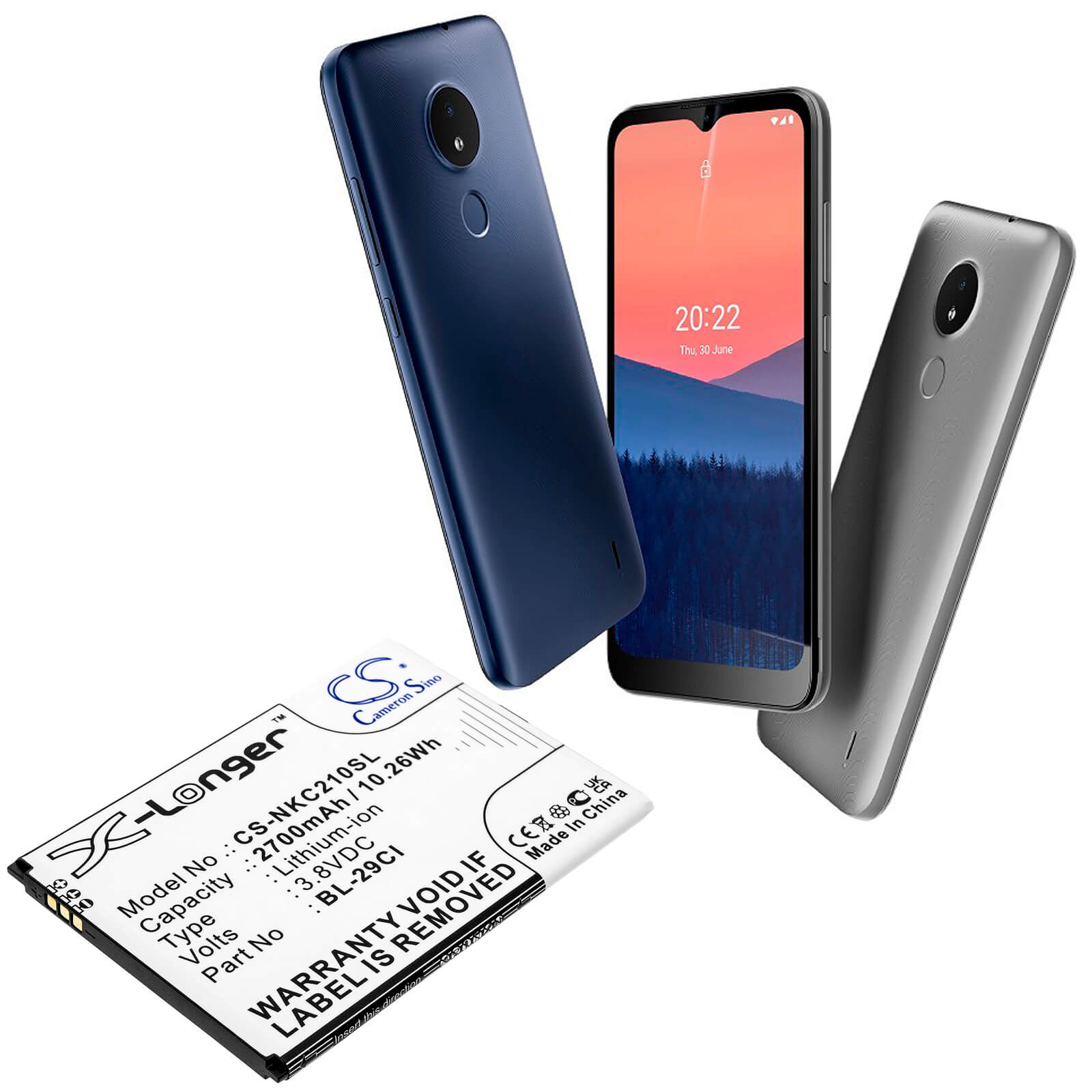 Li-ion Battery fits Nokia, C21 3.8V, 2700mAh / 10.26Wh Mobile & SmartPhone Cameron Sino Technology Limited