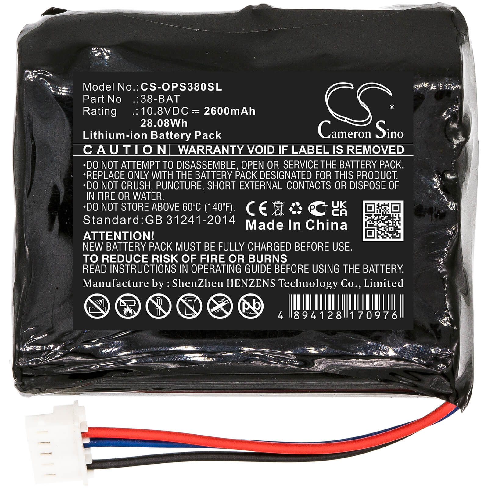 Li-ion Battery fits Olympus, 38dl Plus Ultrasonic Thickness 10.8V, 2600mAh / 28.08Wh Equipment & Survey & Test Cameron Sino Technology Limited