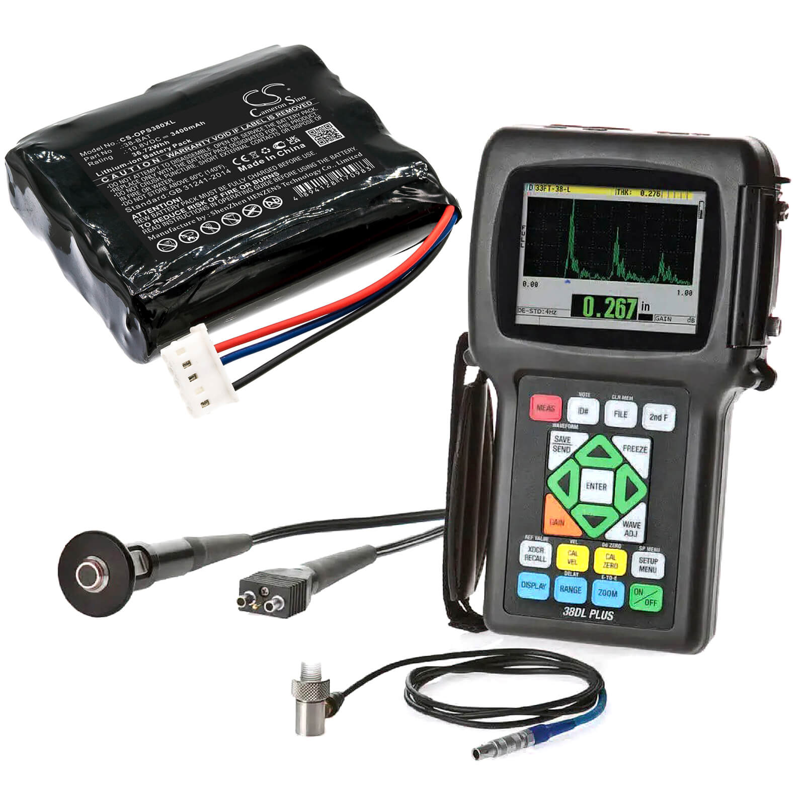 Li-ion Battery fits Olympus, 38dl Plus Ultrasonic Thickness 10.8V, 3400mAh / 36.72Wh Equipment & Survey & Test Cameron Sino Technology Limited
