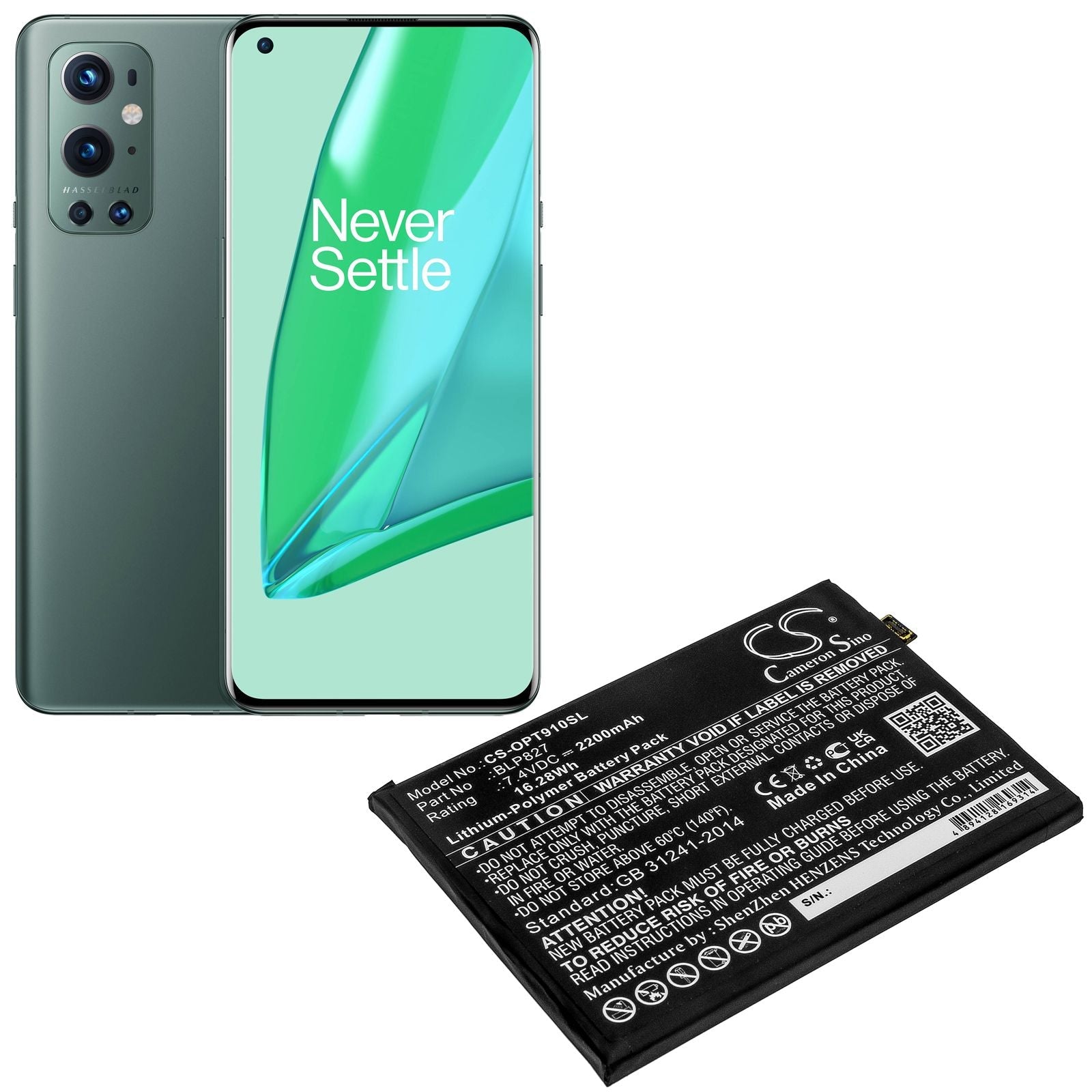 Li-ion Battery fits Oneplus, 9 Pro 5g, Le2120, Le2121 7.4V, 2200mAh Mobile & SmartPhone Cameron Sino Technology Limited
