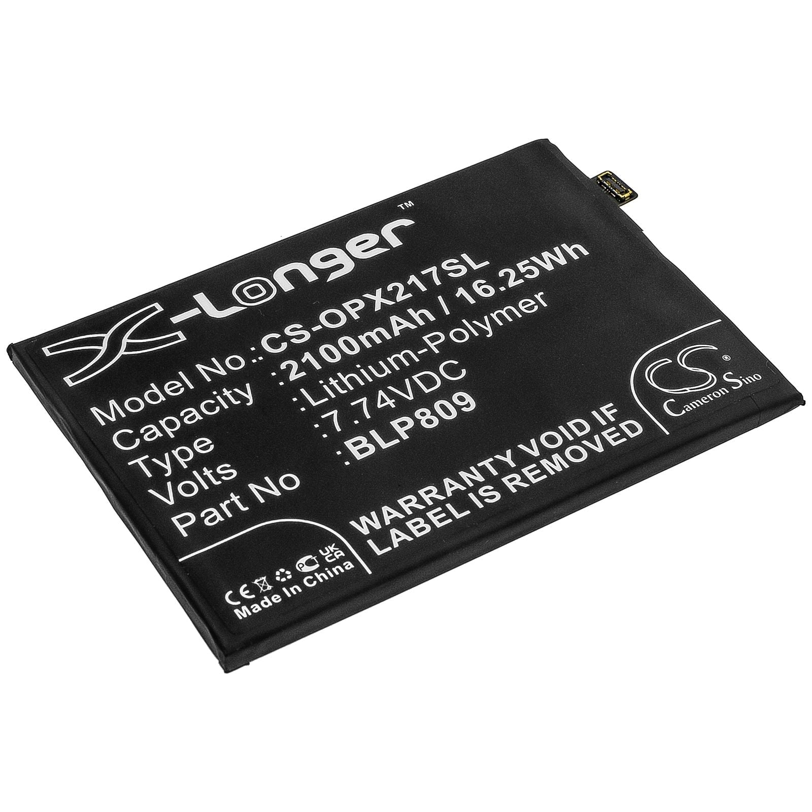 Li-ion Battery fits Oppo, Realme Q2 Pro, Rmx2173 7.74V, 2100mAh Mobile & SmartPhone Cameron Sino Technology Limited