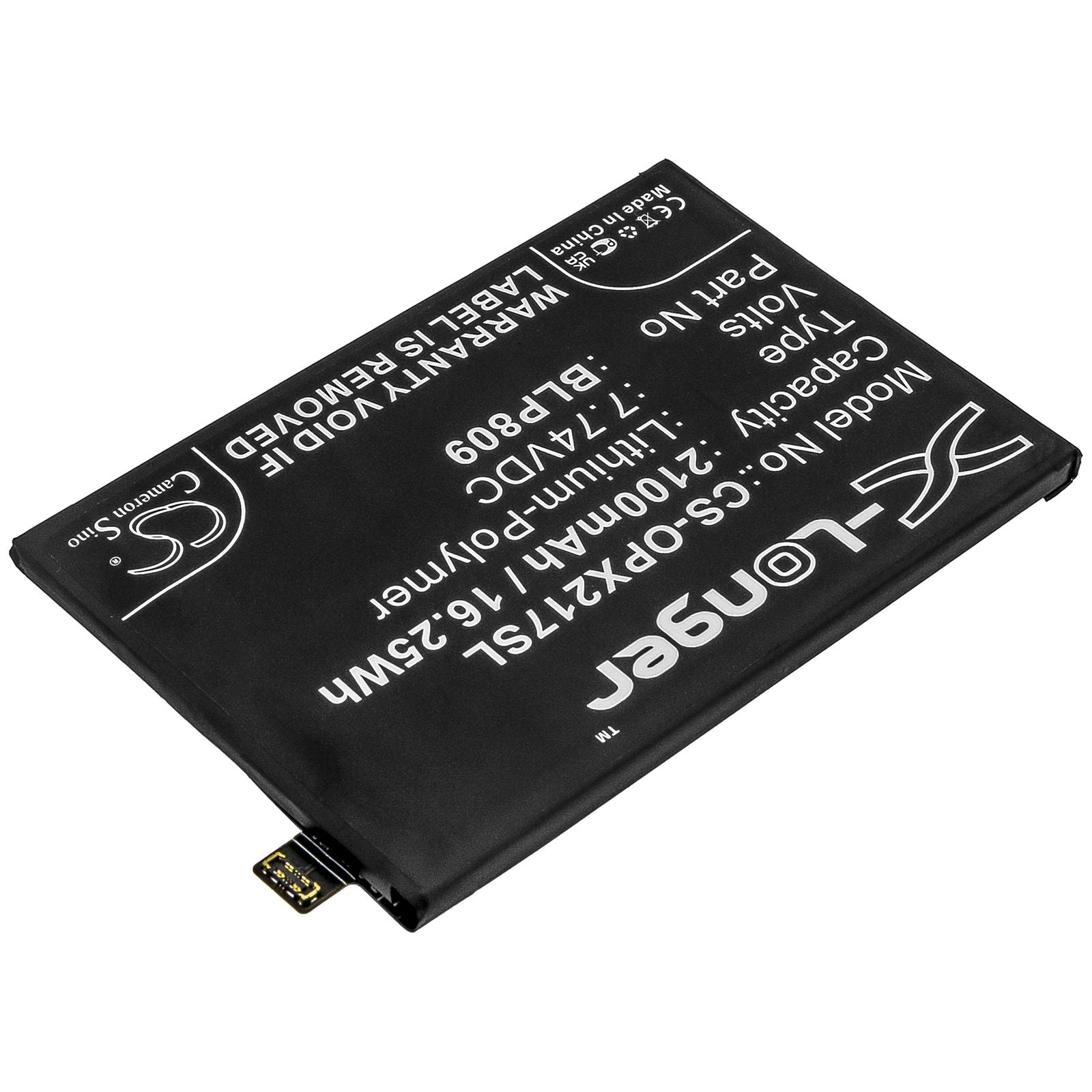 Li-ion Battery fits Oppo, Realme Q2 Pro, Rmx2173 7.74V, 2100mAh Mobile & SmartPhone Cameron Sino Technology Limited