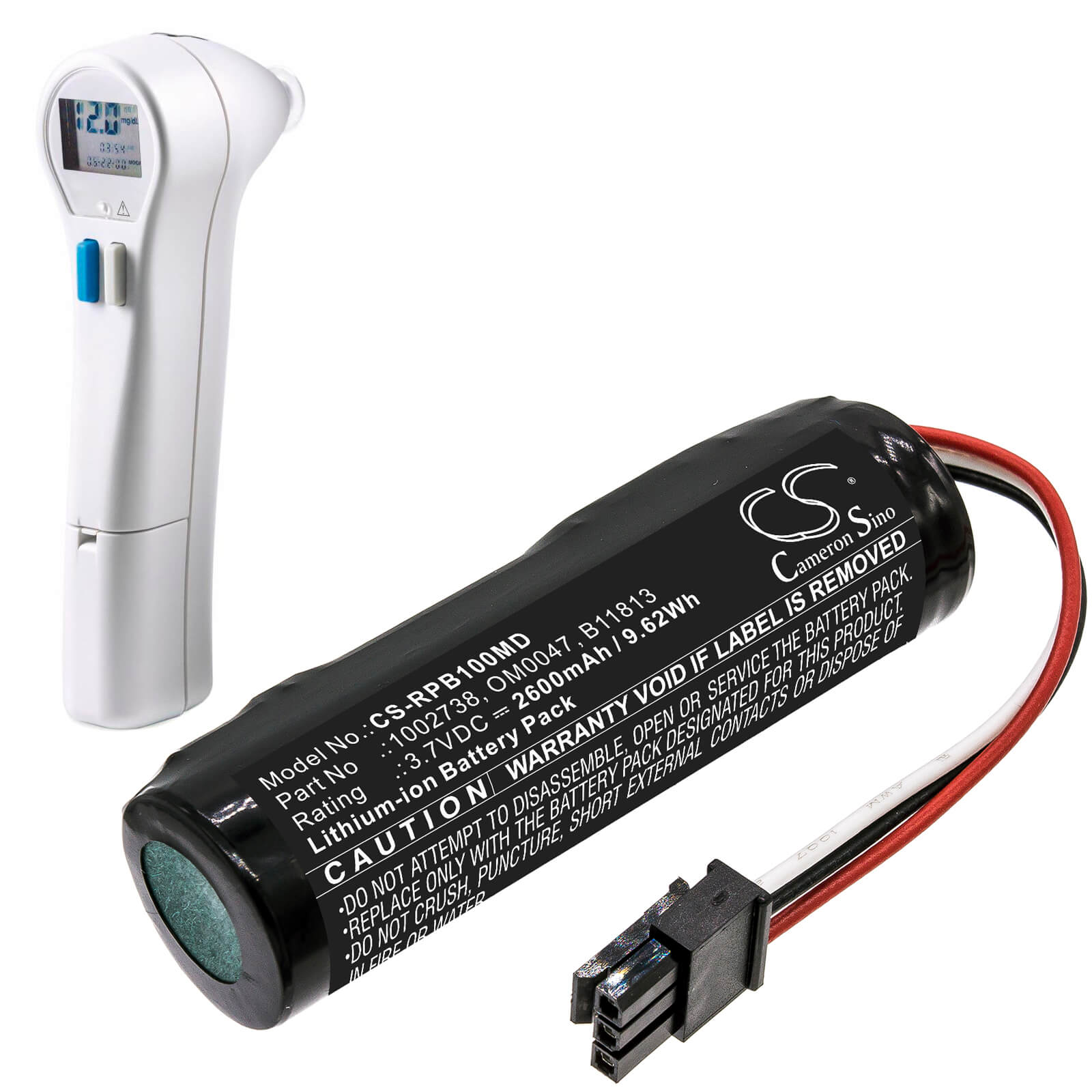 Li-ion Battery fits Philips, Bilichek Noninvasive Bilirubin 3.7V, 2600mAh / 9.62Wh Medical Cameron Sino Technology Limited