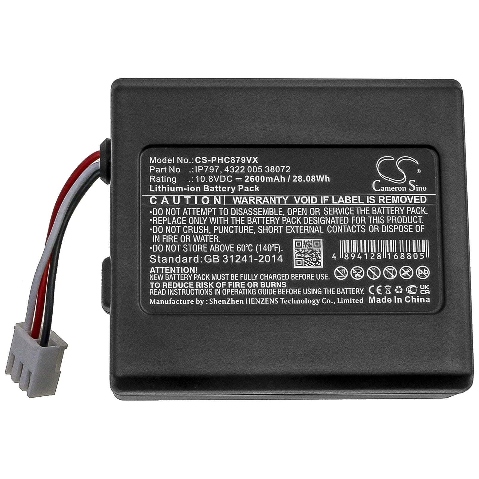 Li-ion Battery fits Philips, Fc8007/01, Fc8007/81, Fc8008/01 10.8V, 2600mAh Vacuum Cameron Sino Technology Limited