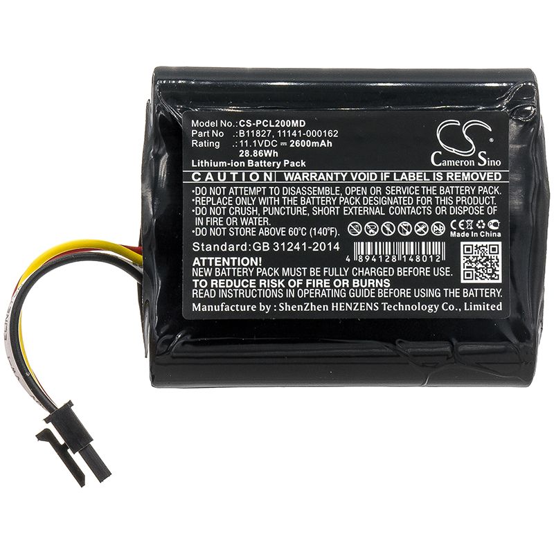 Li-ion Battery fits Physio-control, 1150-000018, Lifepak 20 Code 11.1V, 2600mAh Medical Cameron Sino Technology Limited