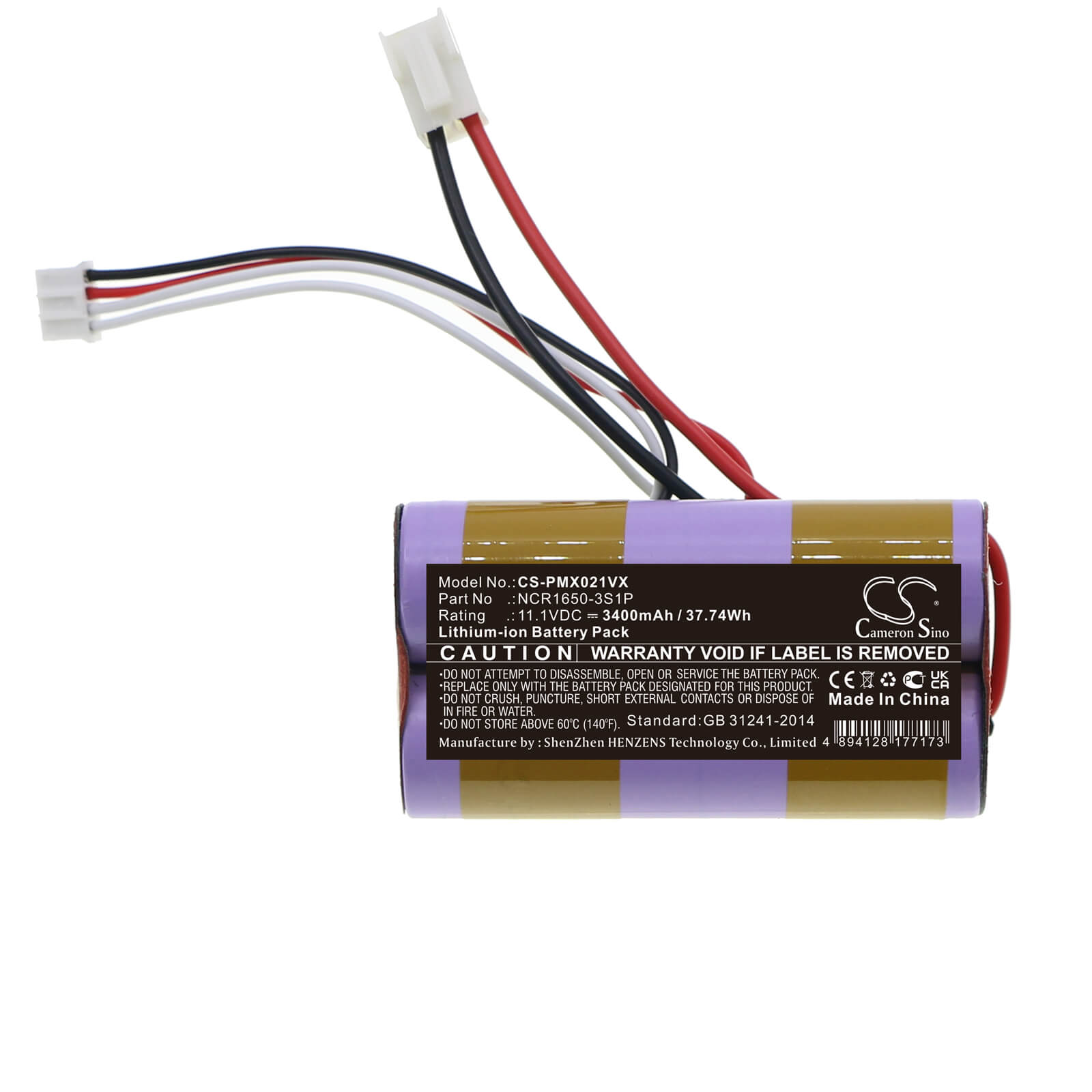 Li-ion Battery fits Plus Minus Zero, Xjb-b021, Xjc-y010 11.1V, 3400mAh / 37.74Wh Vacuum Cameron Sino Technology Limited