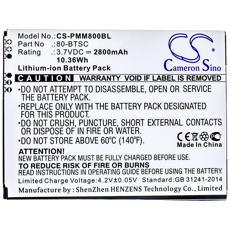 Li-ion Battery fits Point Mobile, Pm80 3.7V, 2800mAh Business Cameron Sino Technology Limited