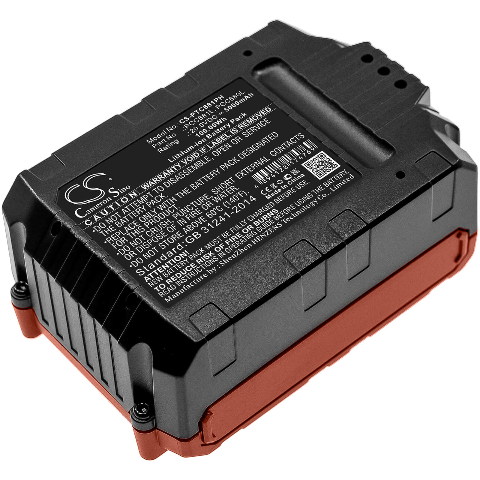 Li-ion Battery fits Porter Cable, Pcc600, Pcc601 20.0V, 5000mAh / 100.00Wh Power Tools Cameron Sino Technology Limited