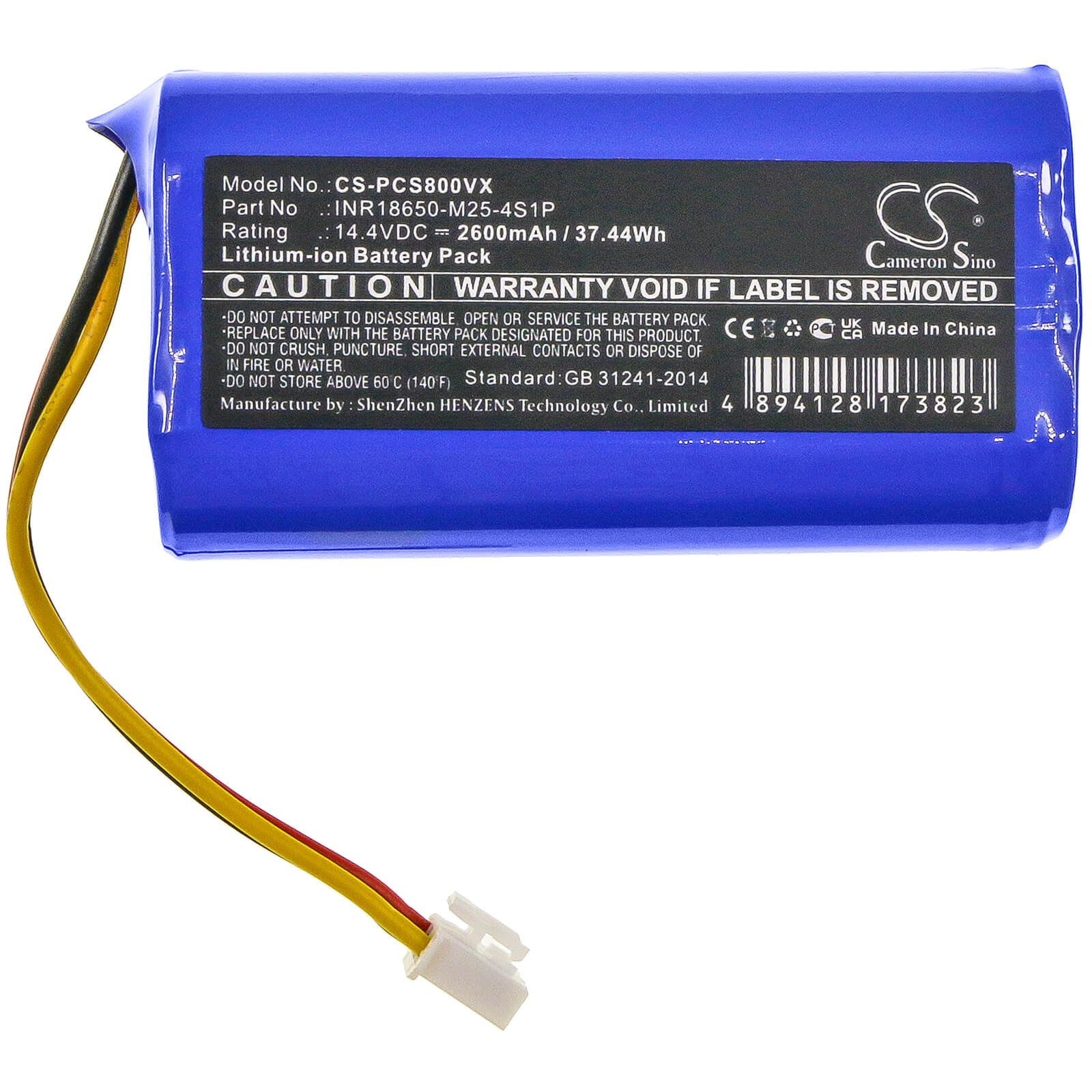 Li-ion Battery fits Proscenic, 800t, 820s 14.4V, 2600mAh / 37.44Wh Vacuum Cameron Sino Technology Limited