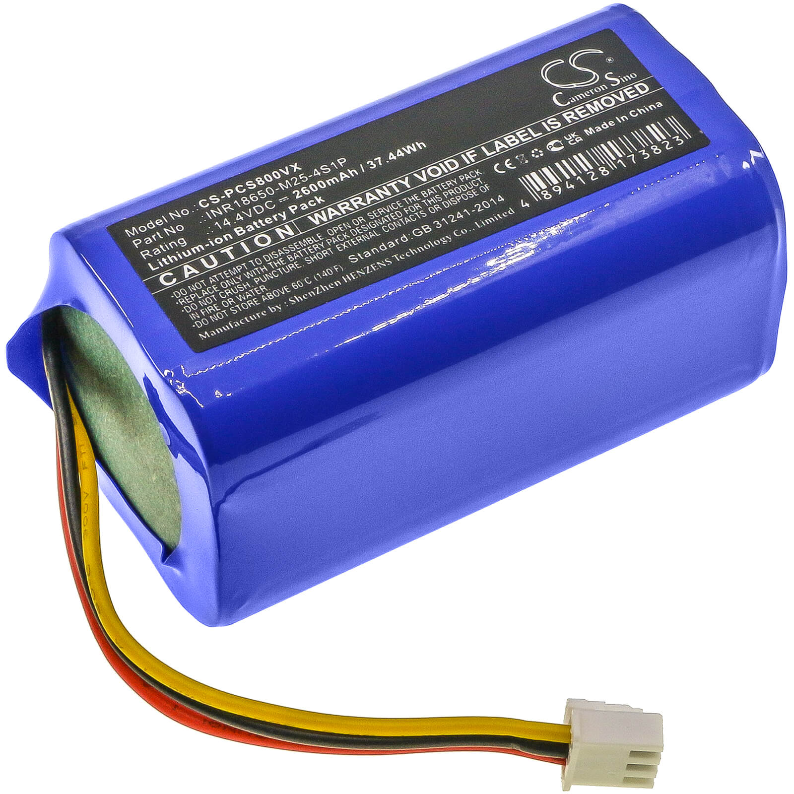 Li-ion Battery fits Proscenic, 800t, 820s 14.4V, 2600mAh / 37.44Wh Vacuum Cameron Sino Technology Limited