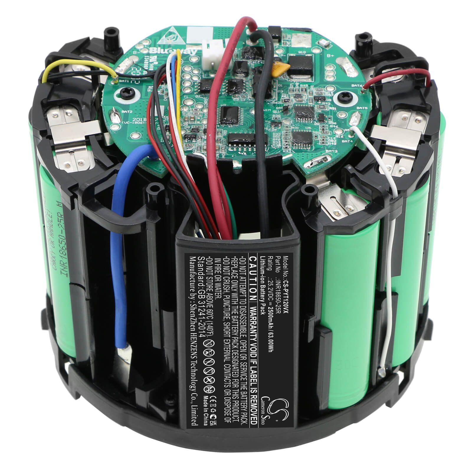 Li-ion Battery fits Puppyoo, T10 Pro 25.2V, 2500mAh / 63.00Wh Vacuum Cameron Sino Technology Limited