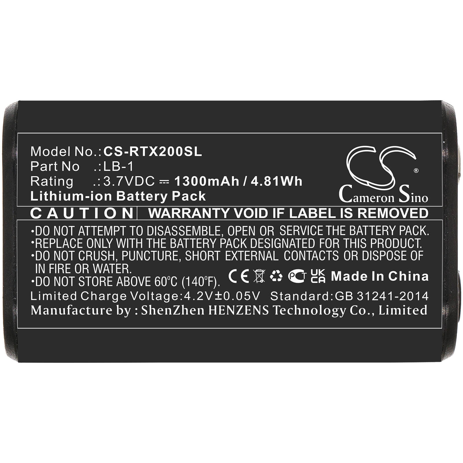 Li-ion Battery fits Rode, Performer Tx-m2, Videomic Pro+ 3.7V, 1300mAh / 4.81Wh Microphone Cameron Sino Technology Limited