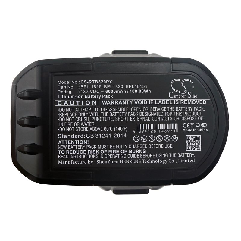 Li-ion Battery fits Ryobi, Bid-1801m, Bid-180l 18.0V, 6000mAh Power Tools Cameron Sino Technology Limited
