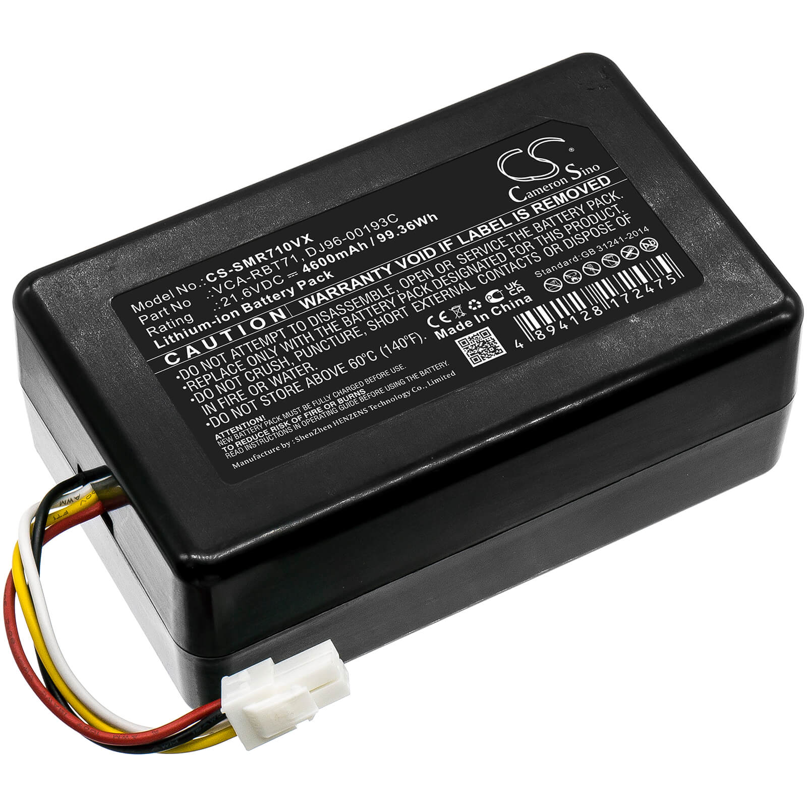 Li-ion Battery fits Samsung, Powerbot R7040, Sr10m701puw 21.6V, 4600mAh / 99.36Wh Vacuum Cameron Sino Technology Limited