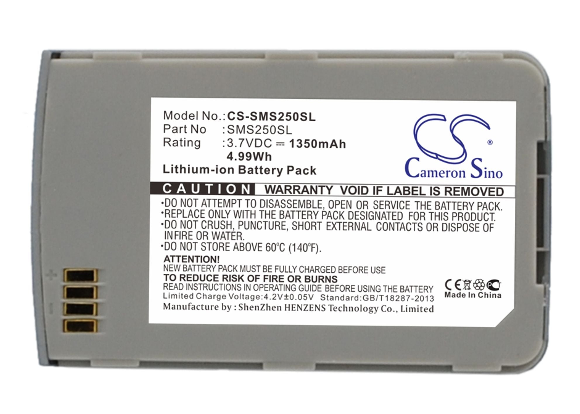 Li-ion Battery fits Samsung, Sch-s250, Sgh-s250 3.7V, 1350mAh Communications Cameron Sino Technology Limited