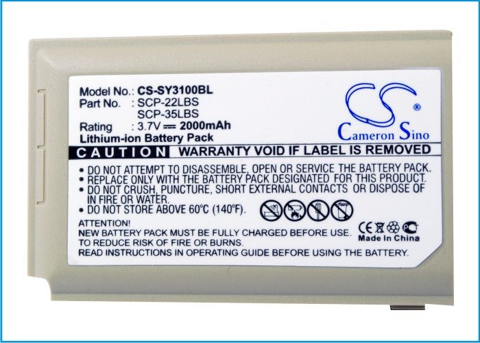 Li-ion Battery fits Sanyo, Scp-3100 3.7V, 2000mAh Communications Cameron Sino Technology Limited