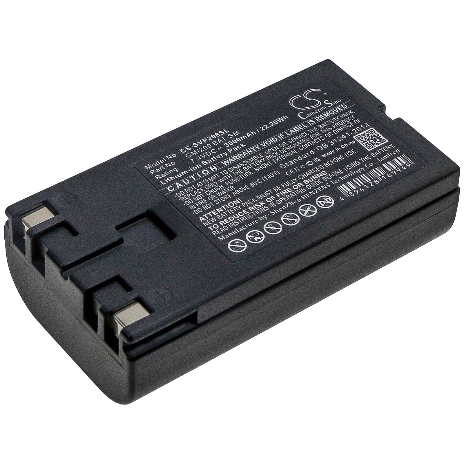 Li-ion Battery fits Sato, Vp208 7.4V, 3000mAh Portable Printer Cameron Sino Technology Limited