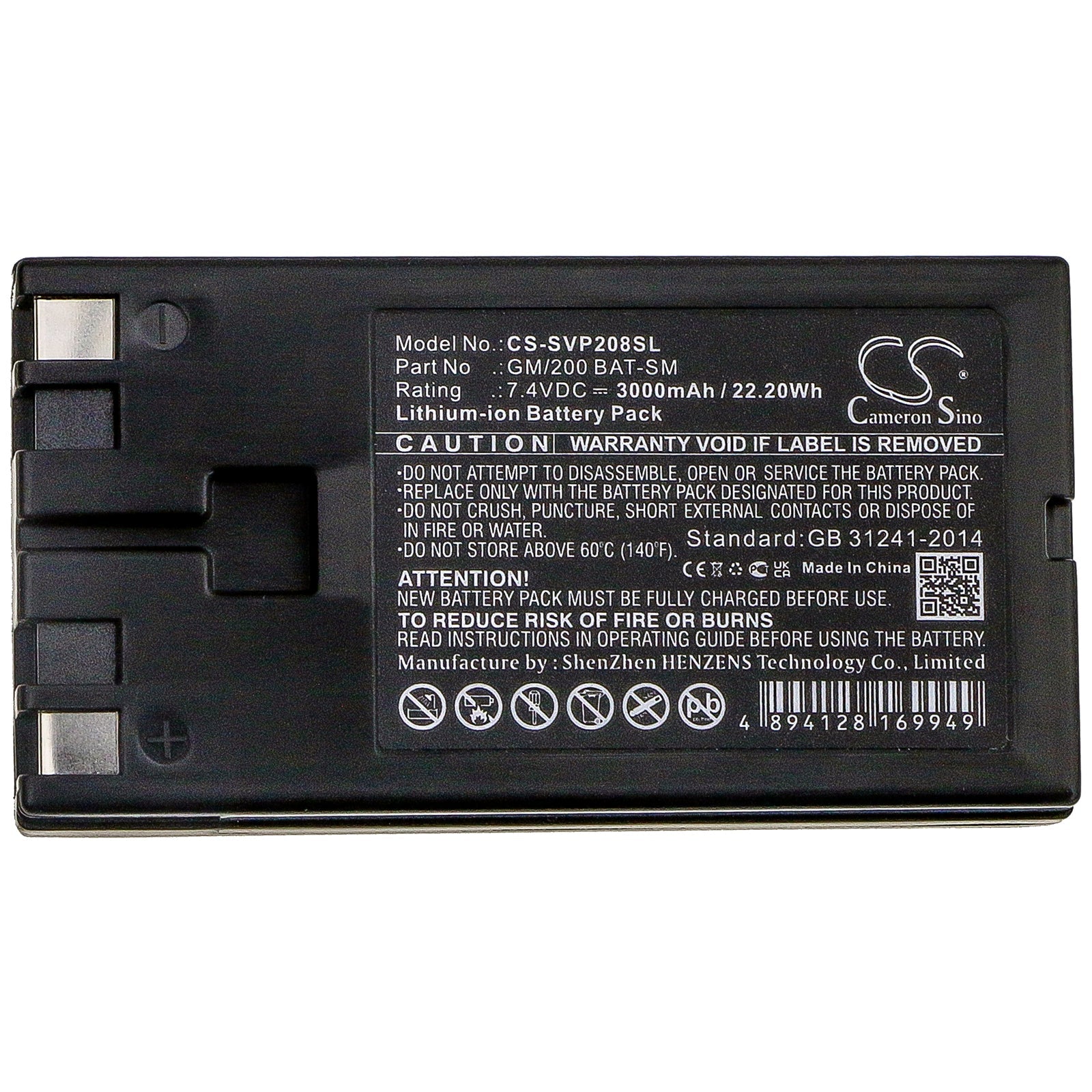 Li-ion Battery fits Sato, Vp208 7.4V, 3000mAh Portable Printer Cameron Sino Technology Limited
