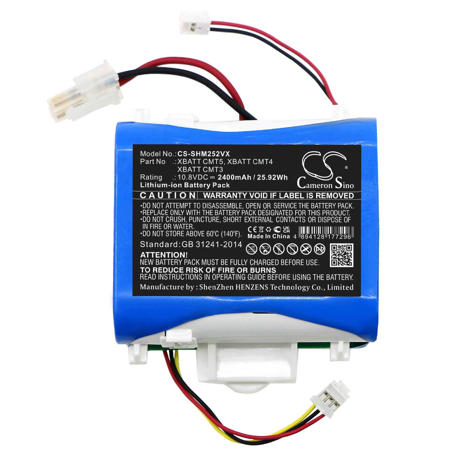 Li-ion Battery fits Shark, Qm250, Vm251 10.8V, 1900mAh / 20.52Wh Vacuum Cameron Sino Technology Limited