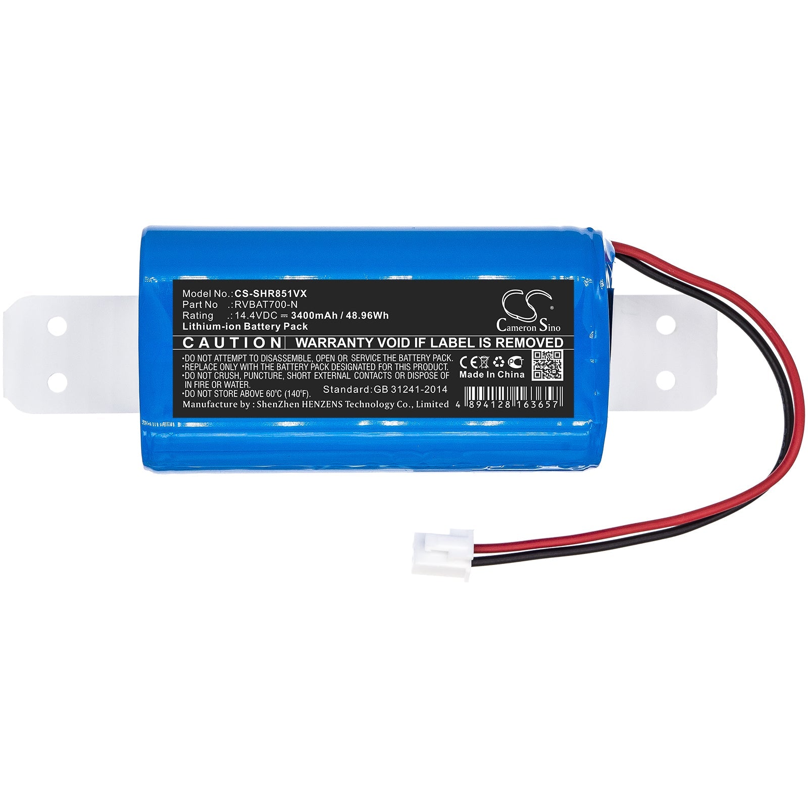 Li-ion Battery fits Shark, Rv700_n, Rv720_n 14.4V, 3400mAh Vacuum Cameron Sino Technology Limited