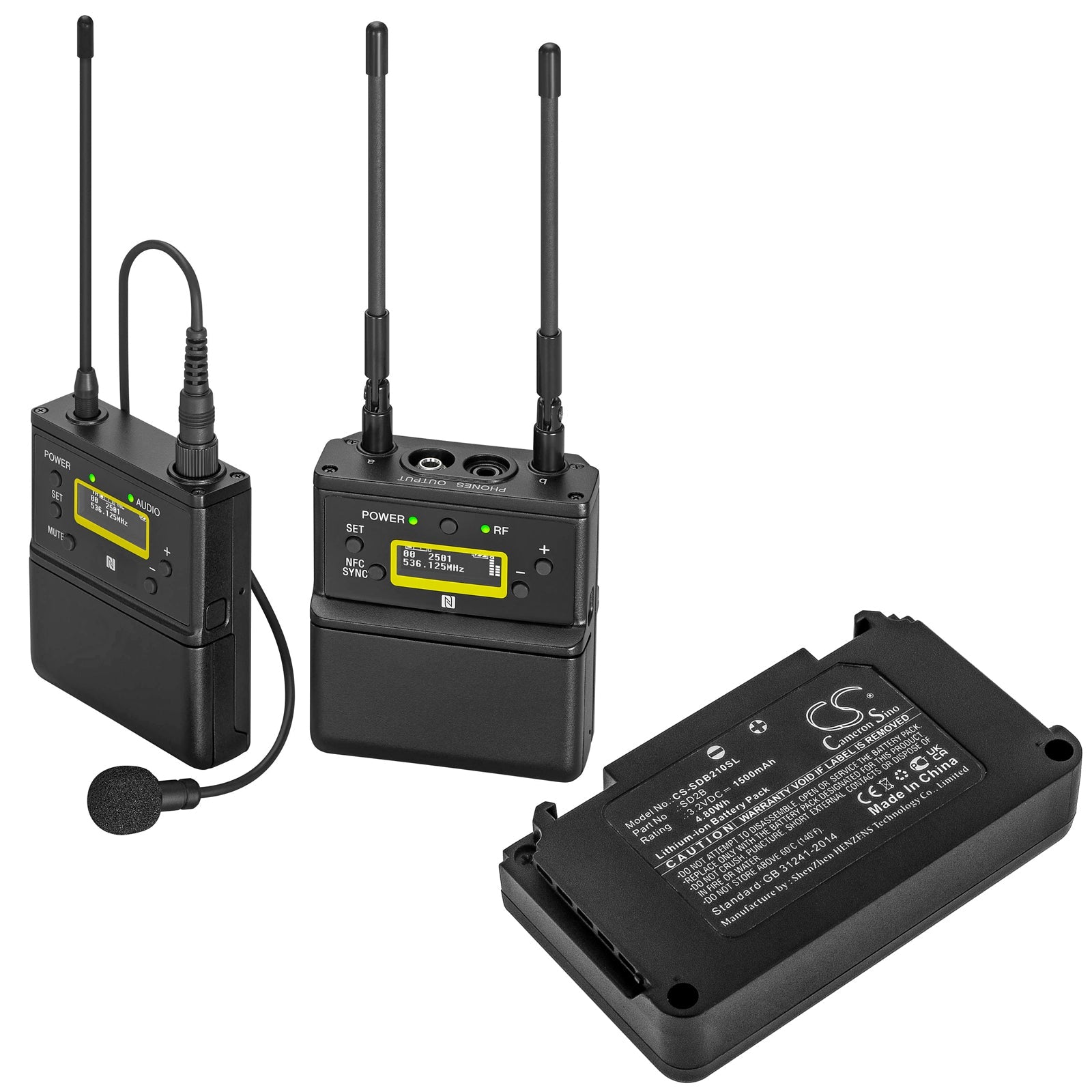 Li-ion Battery fits Sony, D21, D22, D25 3.2V, 1500mAh Microphone Cameron Sino Technology Limited