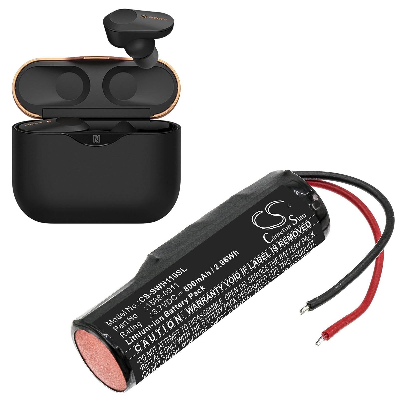 Li-ion Battery fits Sony, Wf-1000xm3 Charging Case 3.7V, 800mAh Wireless Headset Cameron Sino Technology Limited