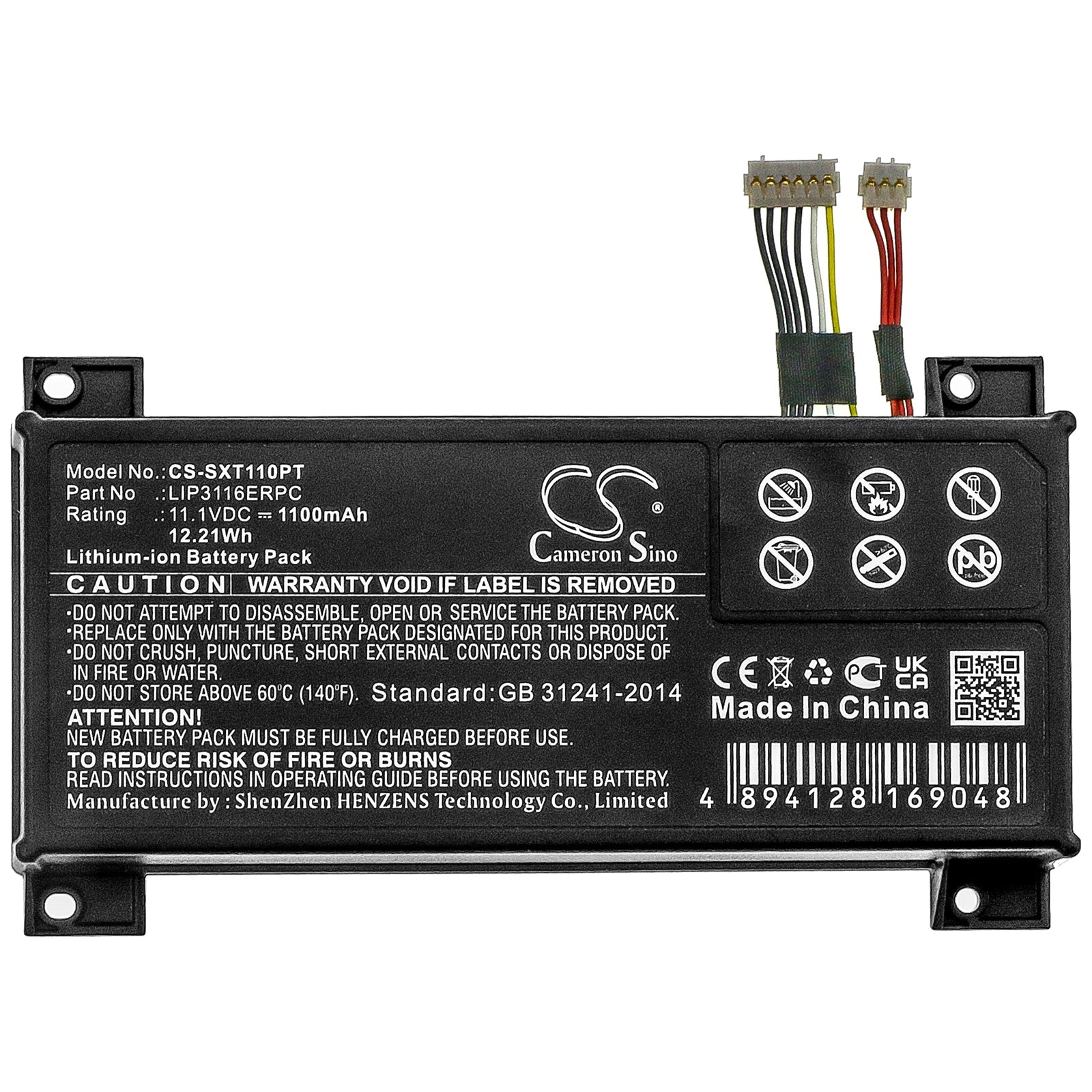 Li-ion Battery fits Sony, Xperia Touch G1109 11.1V, 1100mAh Projector Cameron Sino Technology Limited
